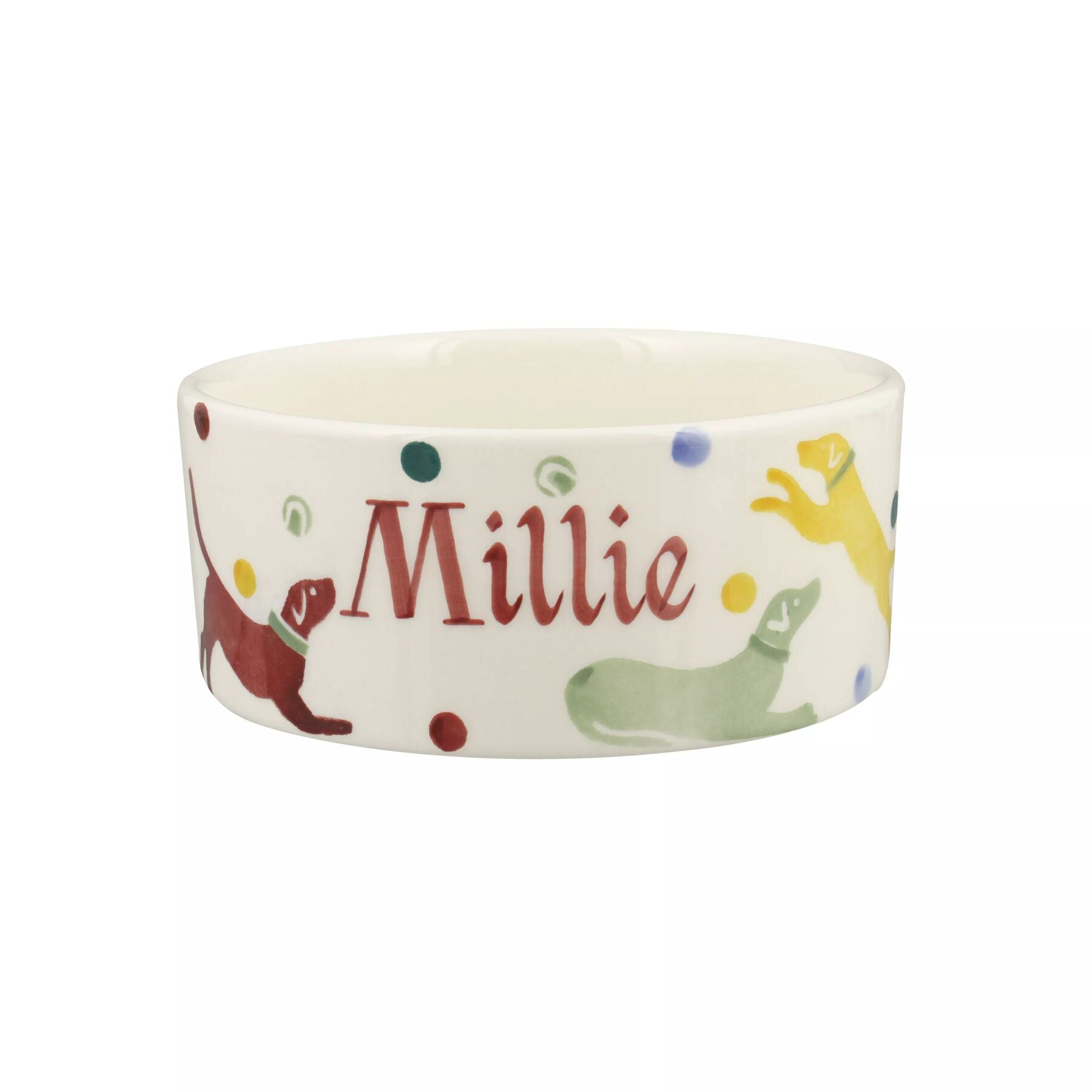 Personalised Polka Dogs Small Pet Bowl  - Customise Your Own Pottery Earthenware  | Emma Bridgewater