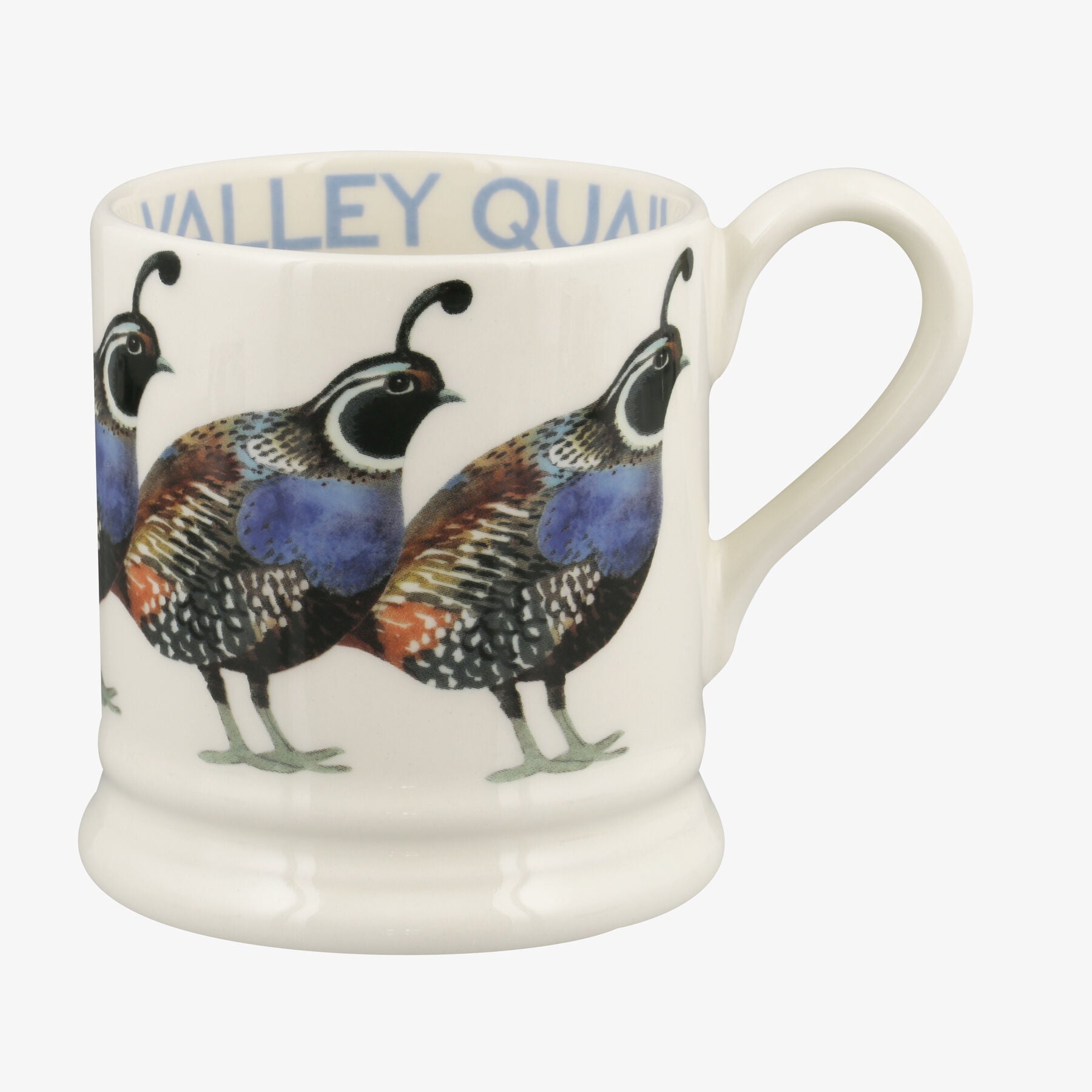 Valley Quail 1/2 Pint Mug - Unique Handmade & Handpainted English Earthenware Tea/Coffee Mug  | Emma