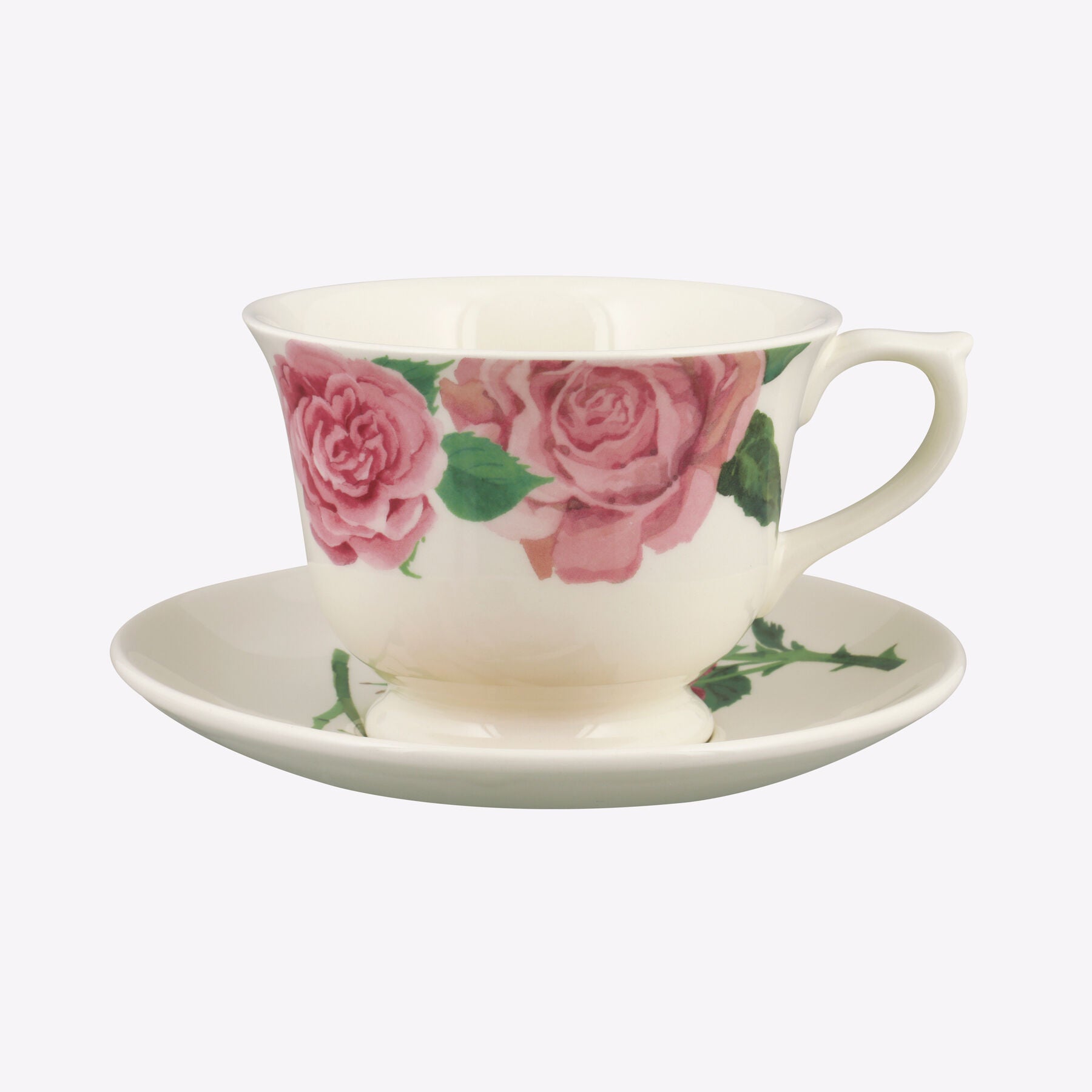 Emma Bridgewater |  Roses Large Teacup & Saucer - Unique Handmade & Handpainted English Earthenware 