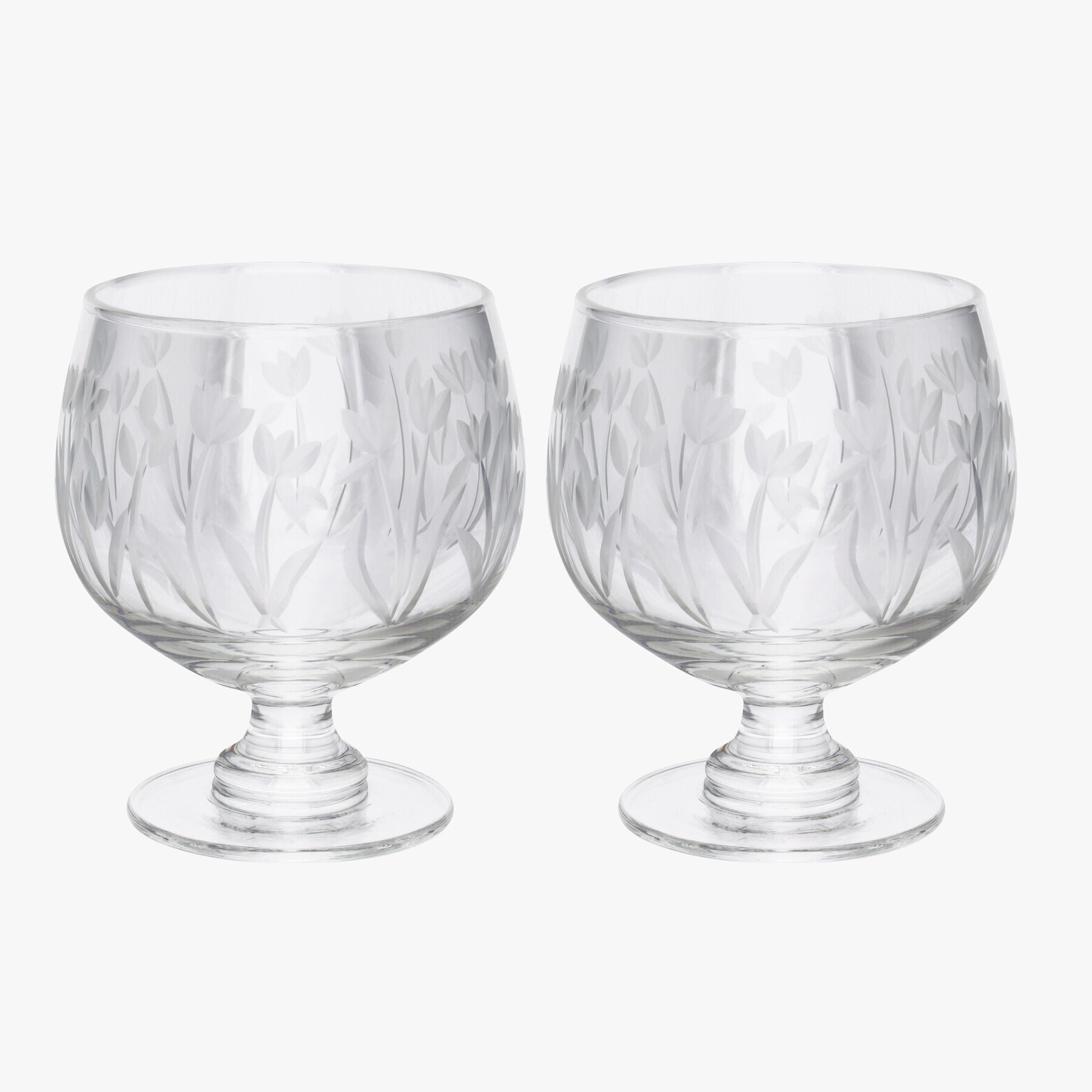 Emma Bridgewater |  Golden Tulips Set Of 2 Gin Glasses - Unique Hand-Etched Piece Glass