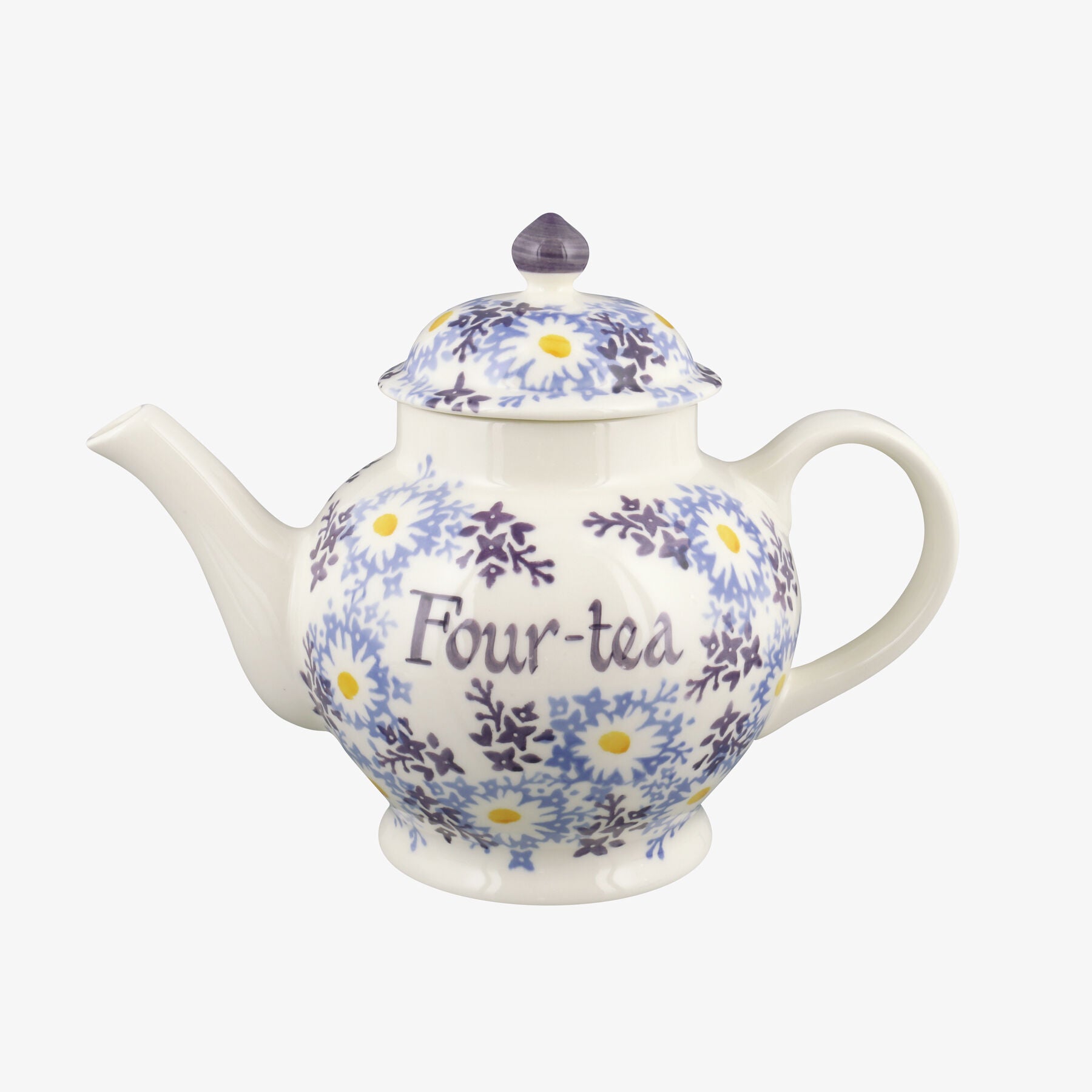 Personalised Blue Daisy Fields 4 Mug Teapot  - Customise Your Own Pottery Earthenware  | Emma Bridge