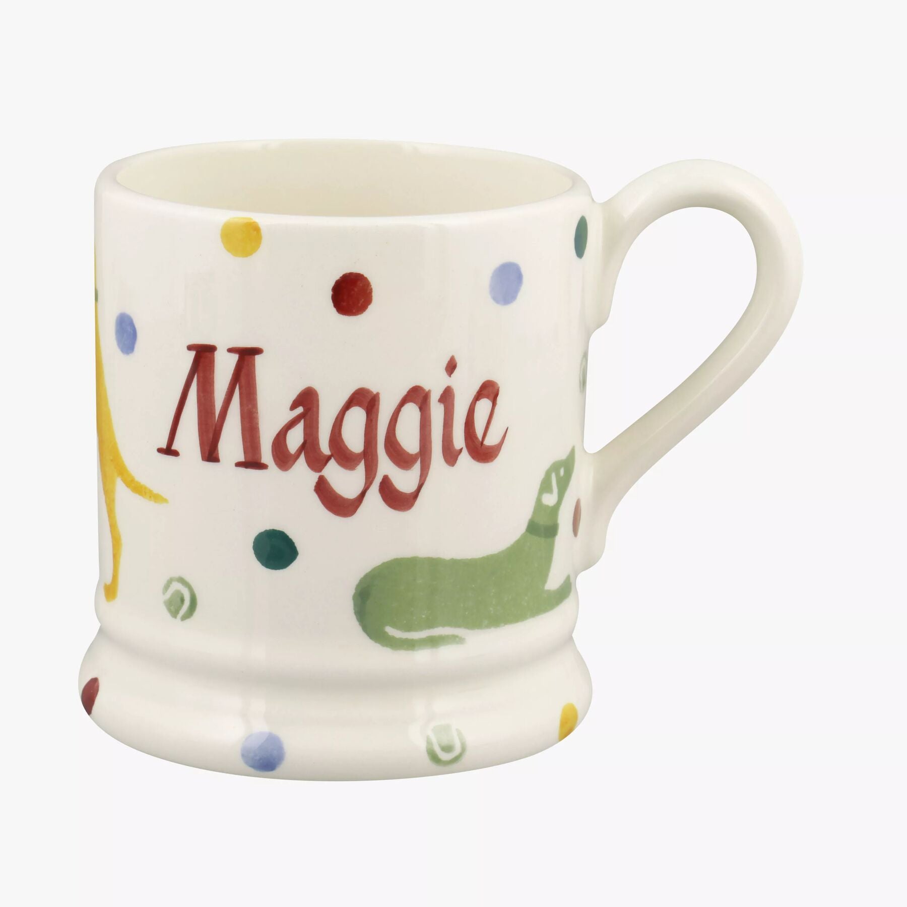 Personalised Polka Dogs 1/2 Pint Mug  - Customise Your Own Pottery Earthenware  | Emma Bridgewater