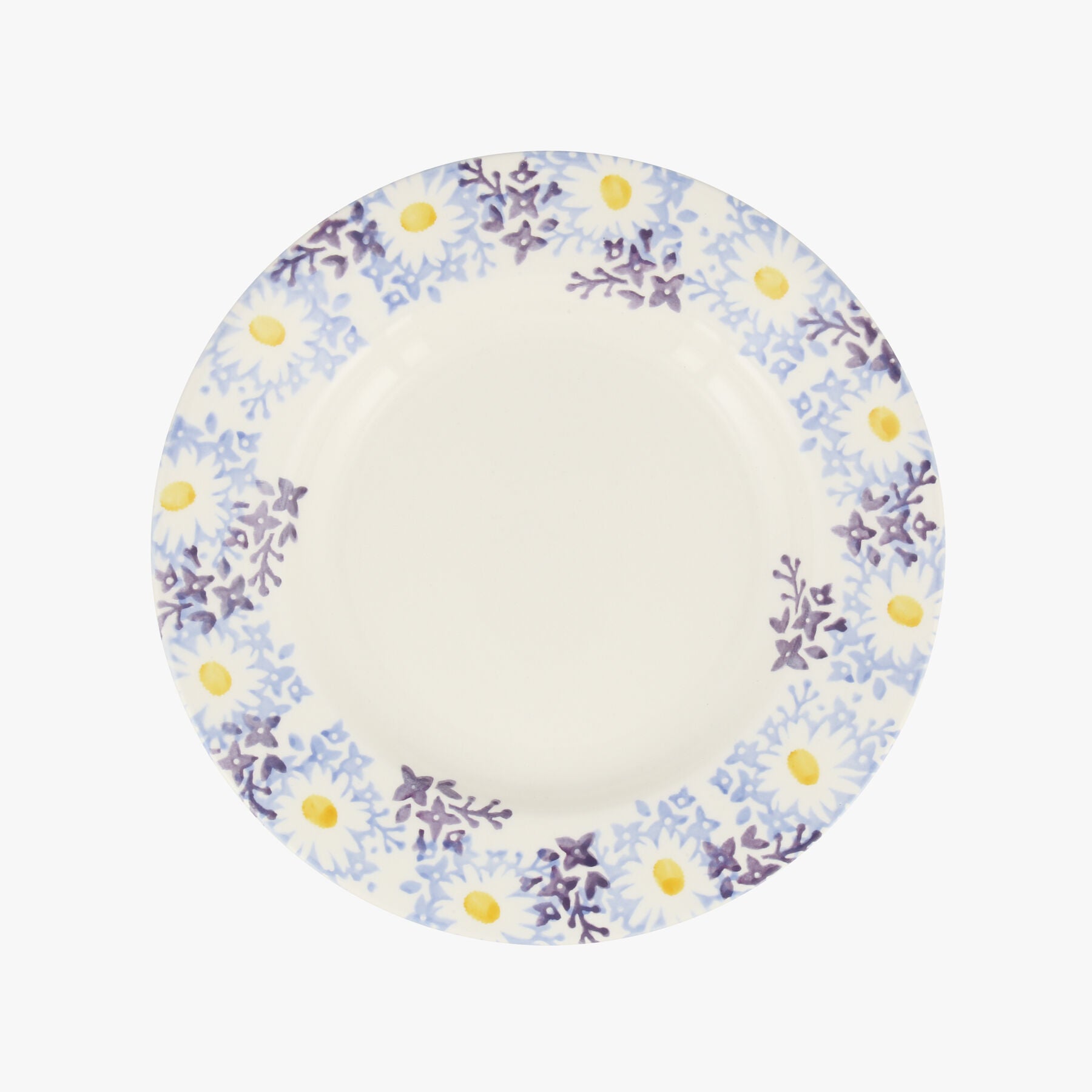 Blue Daisy Fields 8 1/2 Inch Plate - Unique Handmade & Handpainted English Earthenware British-Made 