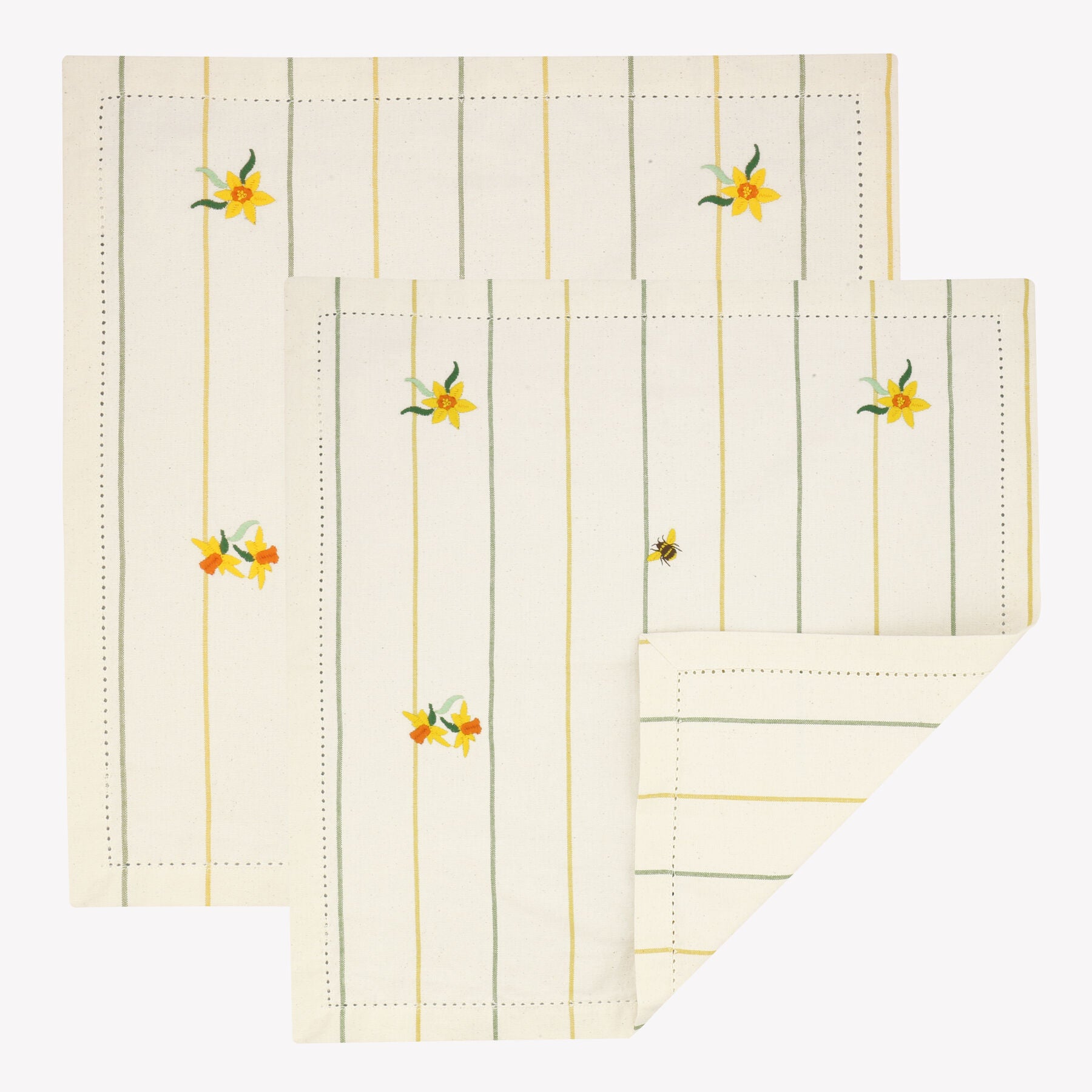 Daffodils Embroidered Set Of 2 Napkins  | Emma Bridgewater