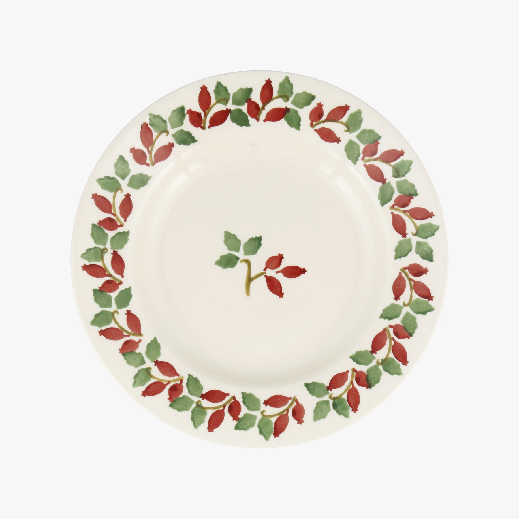 Seconds Folk Rosehip 8 1/2 Inch Plate - Unique Handmade & Handpainted English Earthenware British-Ma