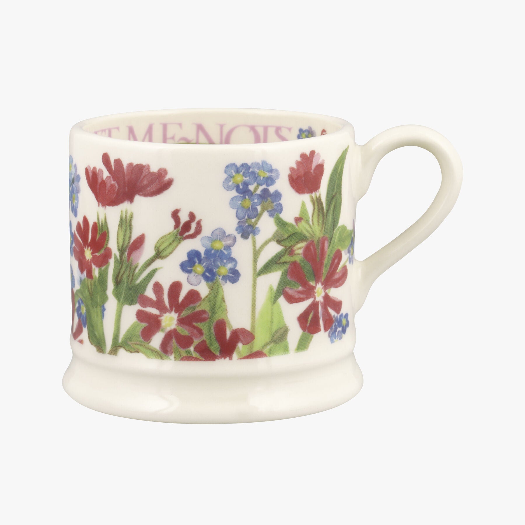 Forget Me Not & Red Campion Small Mug - Unique Handmade & Handpainted English Earthenware Tea/Coffee