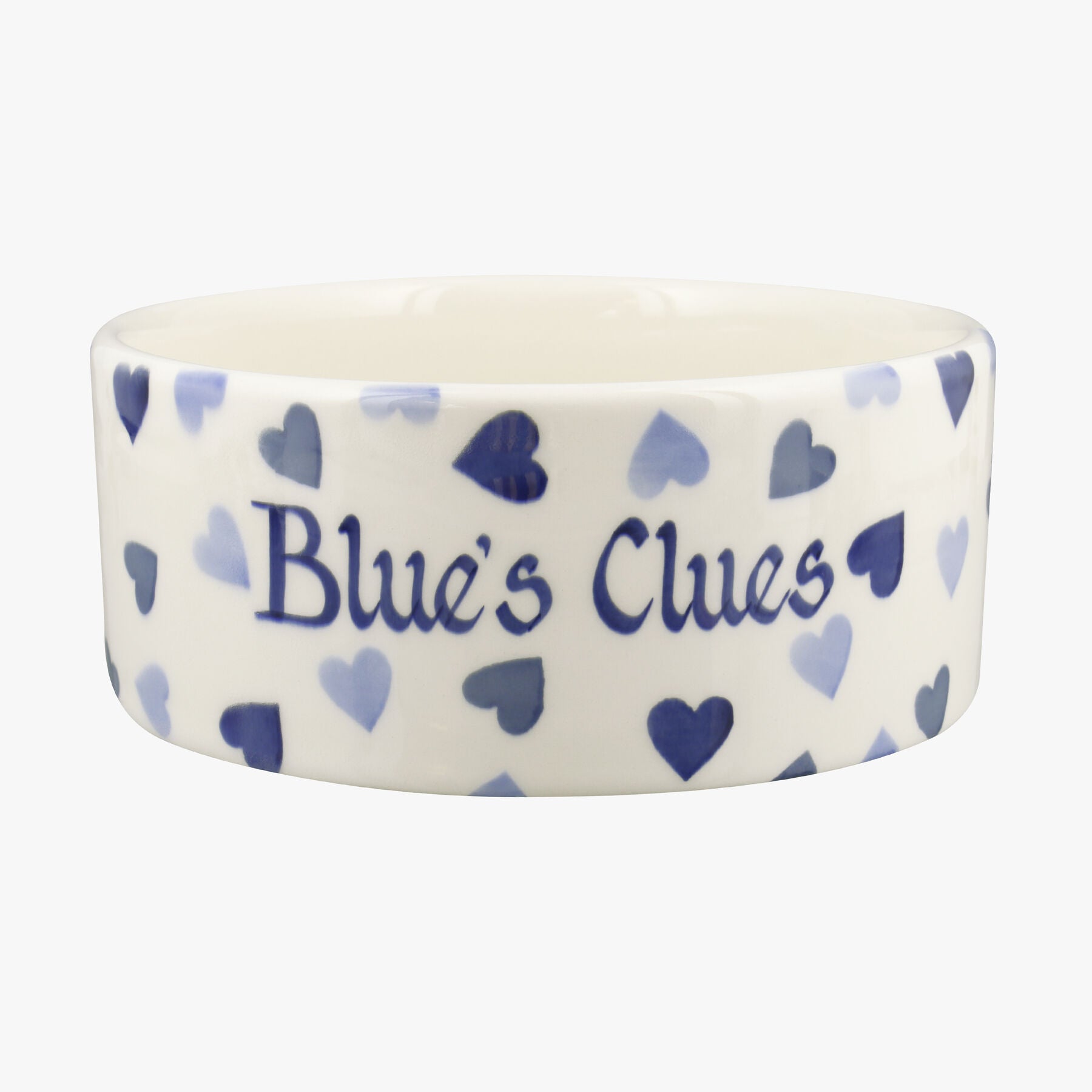 Personalised Blue Hearts Large Pet Bowl  - Customise Your Own Pottery Earthenware  | Emma Bridgewate