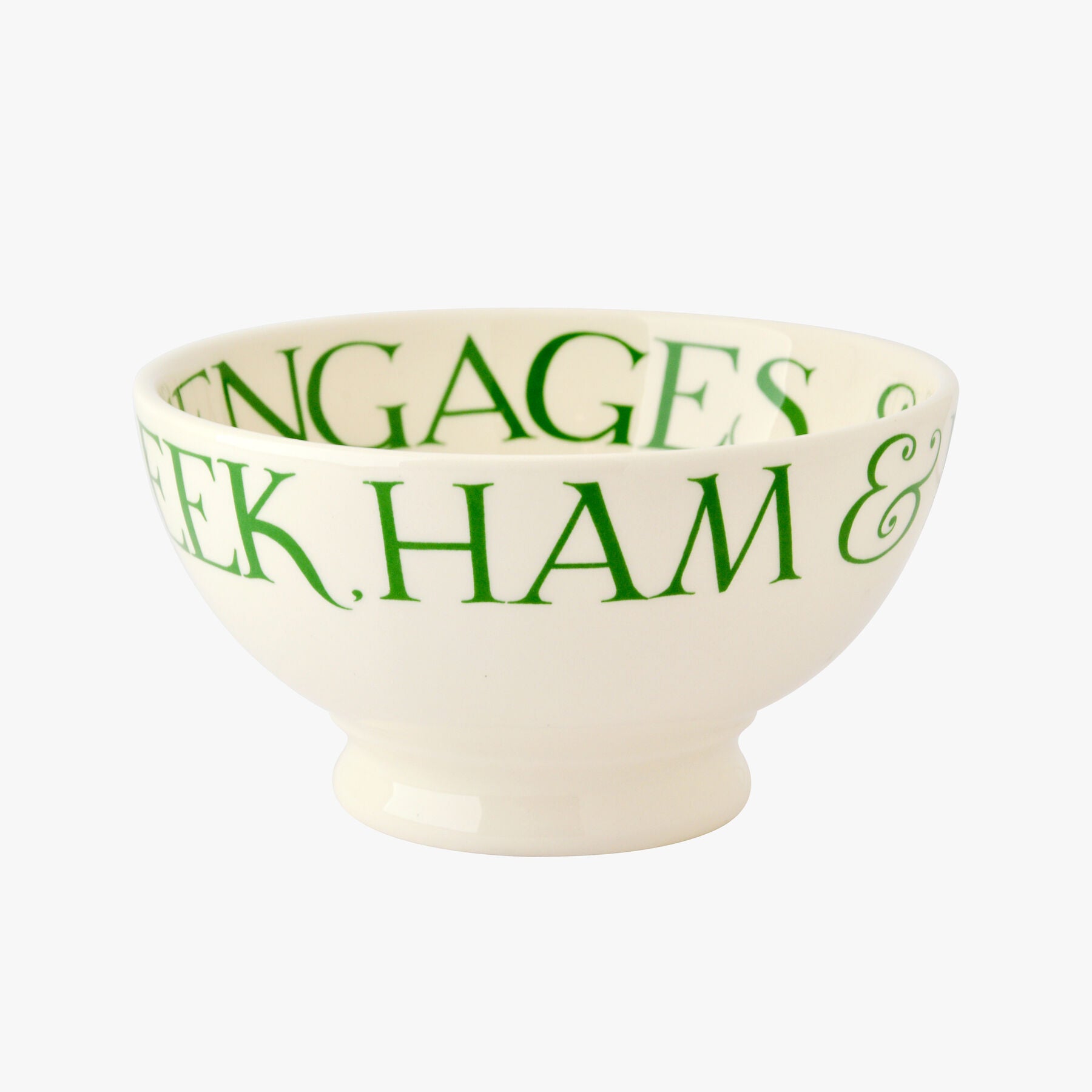 Emma Bridgewater |  Green Toast French Bowl - Unique Handmade & Handpainted English Earthenware Deco