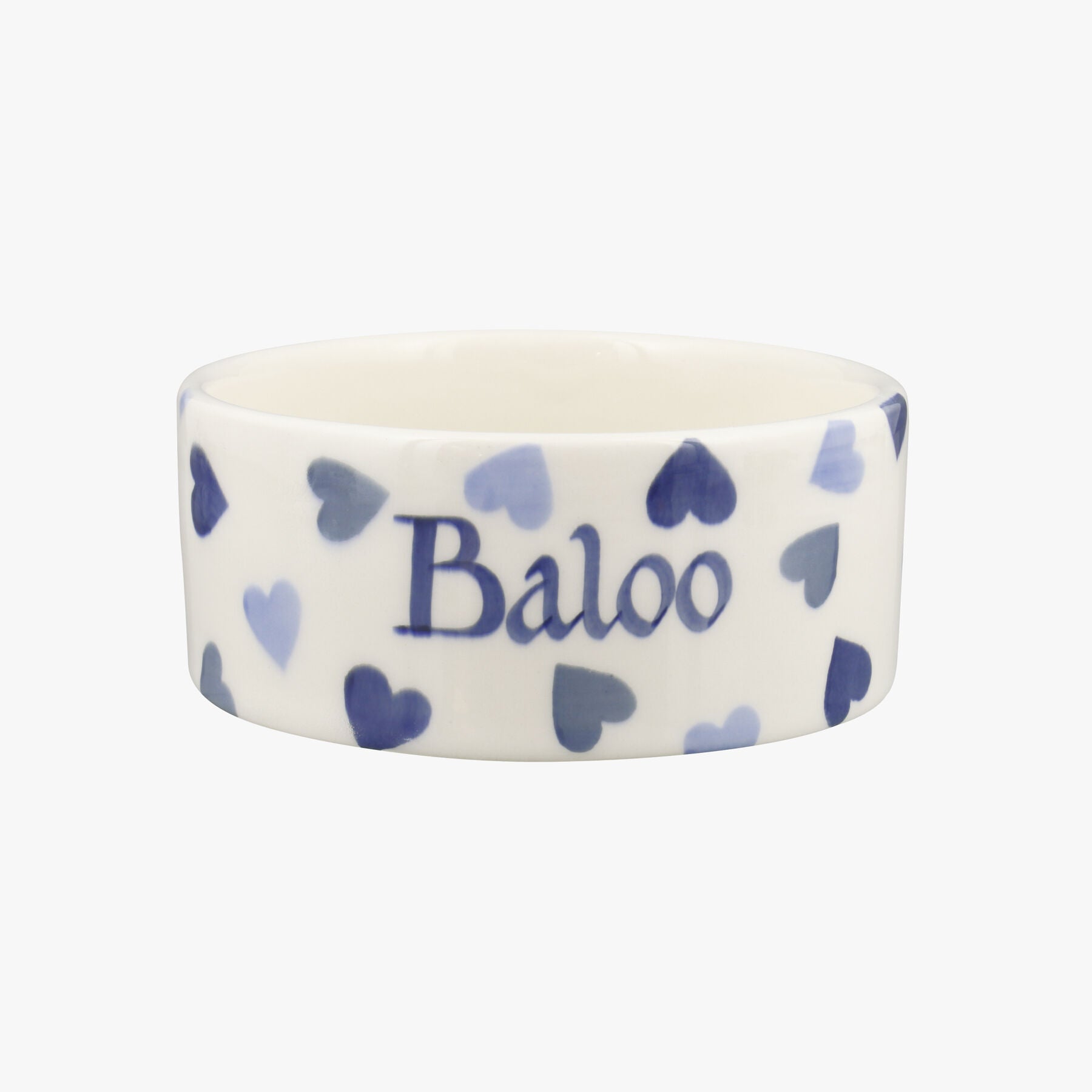 Personalised Blue Hearts Small Pet Bowl  - Customise Your Own Pottery Earthenware  | Emma Bridgewate