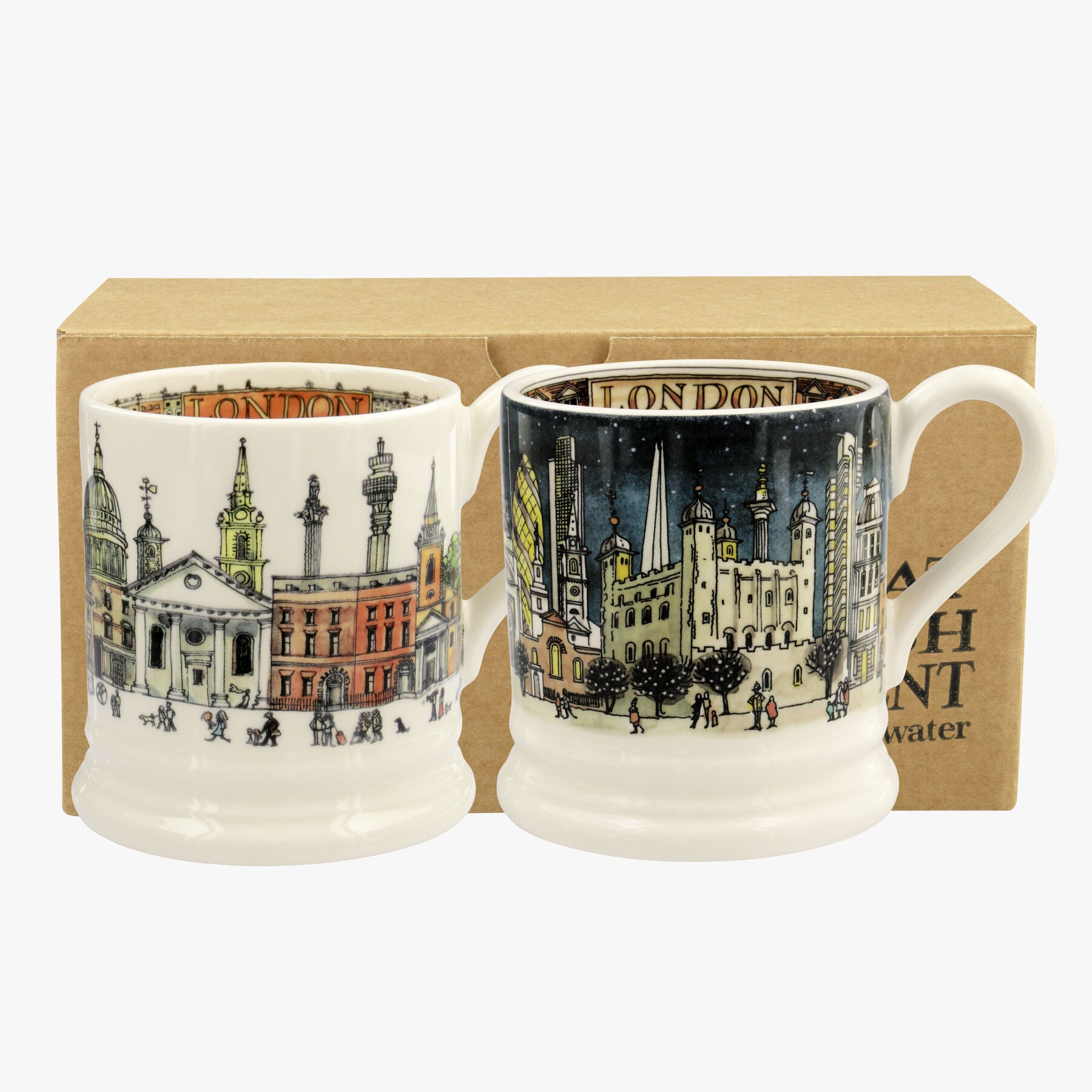 London Set Of 2 1/2 Pint Mugs - Unique Handmade & Handpainted English Earthenware Tea/Coffee Mug  | 