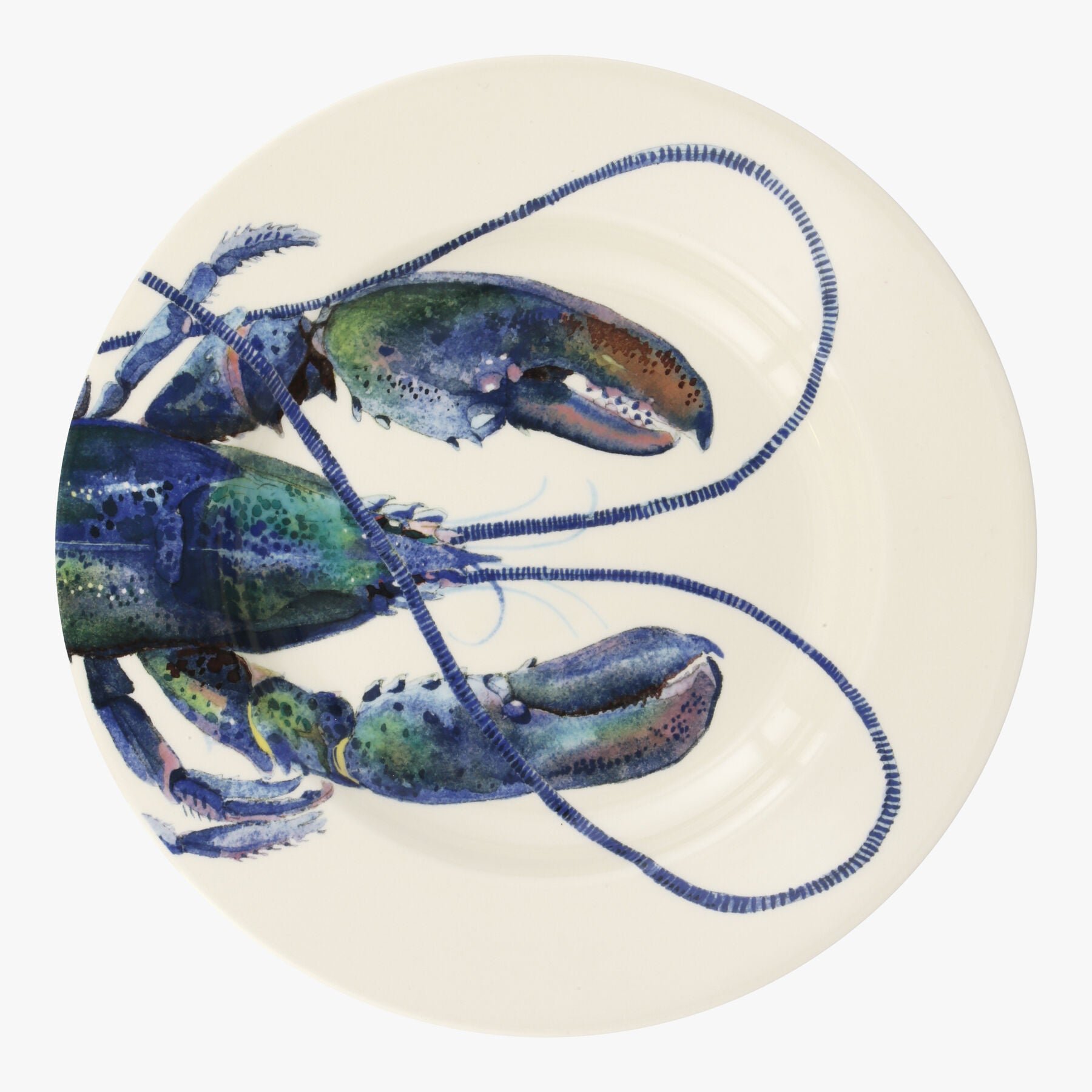 Lobster 10 1/2 Inch Plate - Unique Handmade & Handpainted English Earthenware British-Made Pottery P