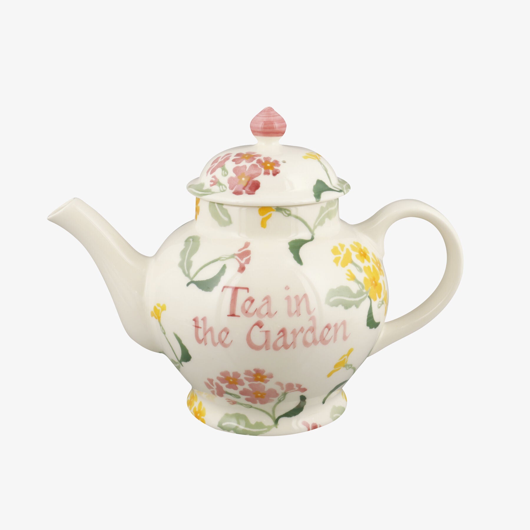 Personalised Pink Primrose 4 Mug Teapot  - Customise Your Own Pottery Earthenware  | Emma Bridgewate