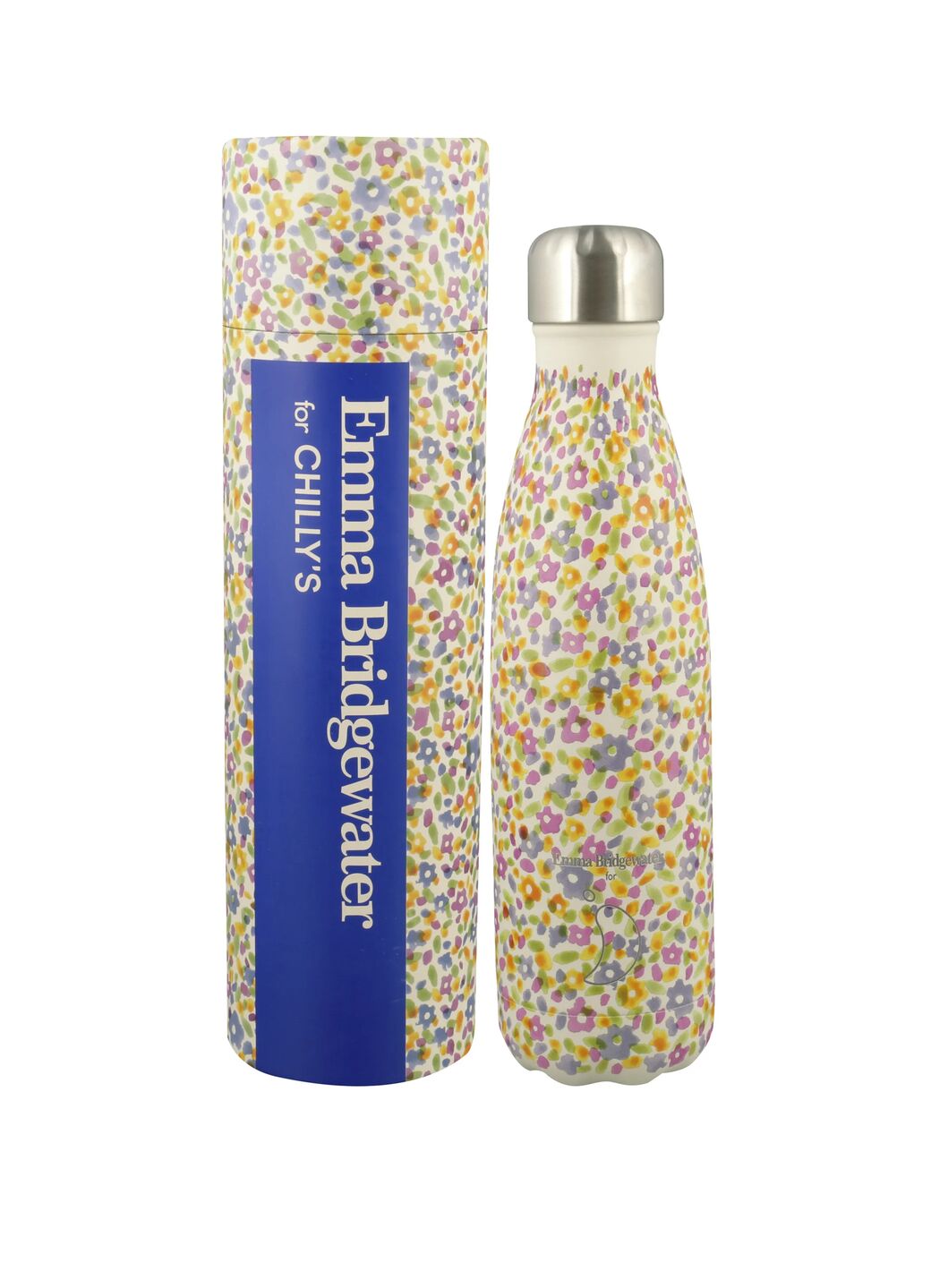 Emma Bridgewater Wildflower Meadows Chilly's 500Ml Insulated Chilly's Bottle - Eco-Friendly Insulated Metal Drinks Flask