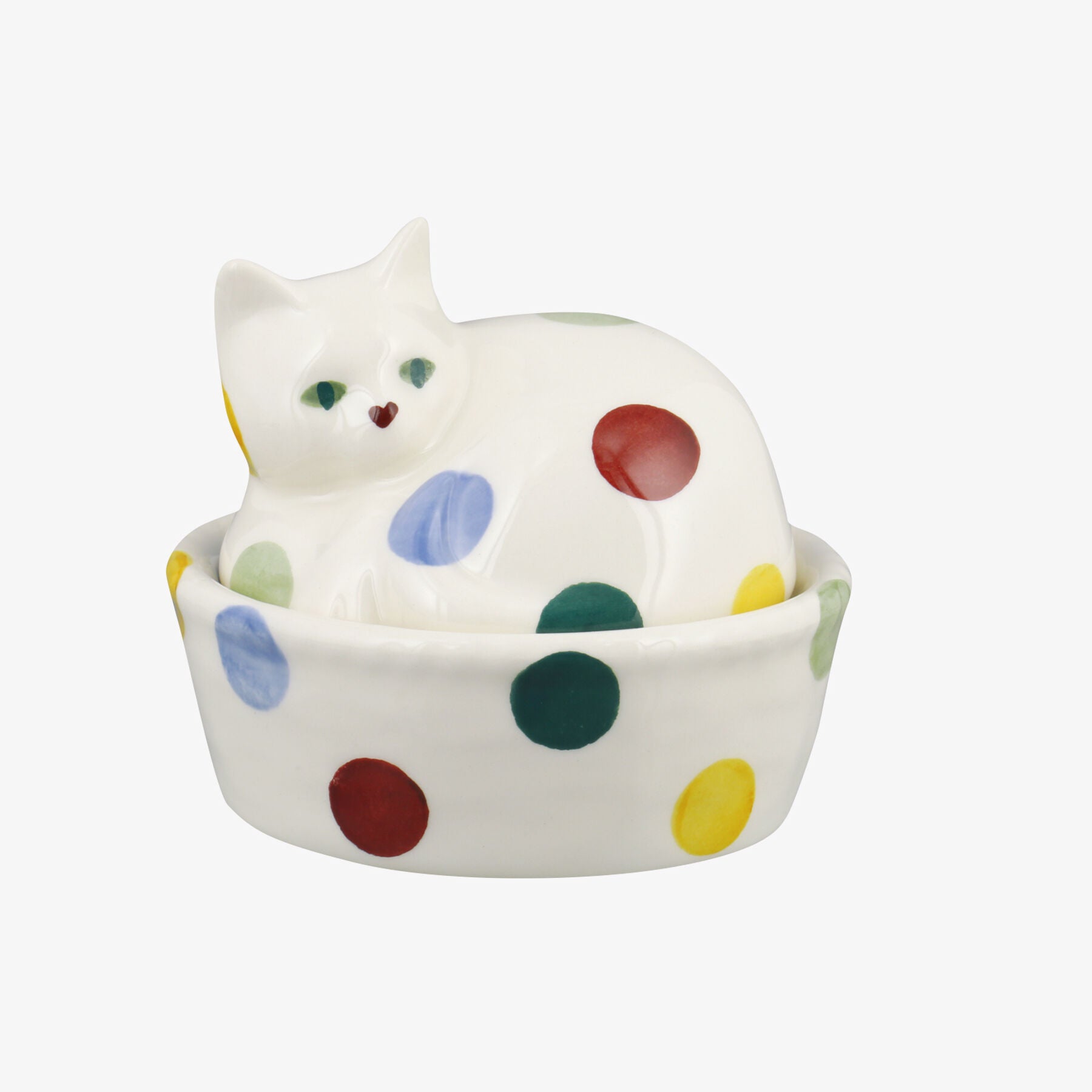 Emma Bridgewater |  Polka Dot Small Cat On Basket