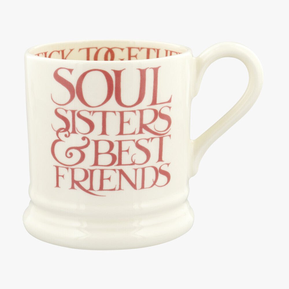 Emma Bridgewater  Seconds Pink Toast Soul Sisters 1/2 Pint Mug - Unique Handmade & Handpainted Engli