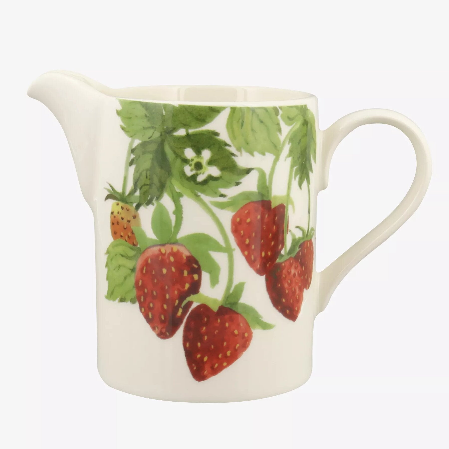 Strawberries Small Straight Jug - Unique Handmade & Handpainted English Earthenware Decorative Jug  