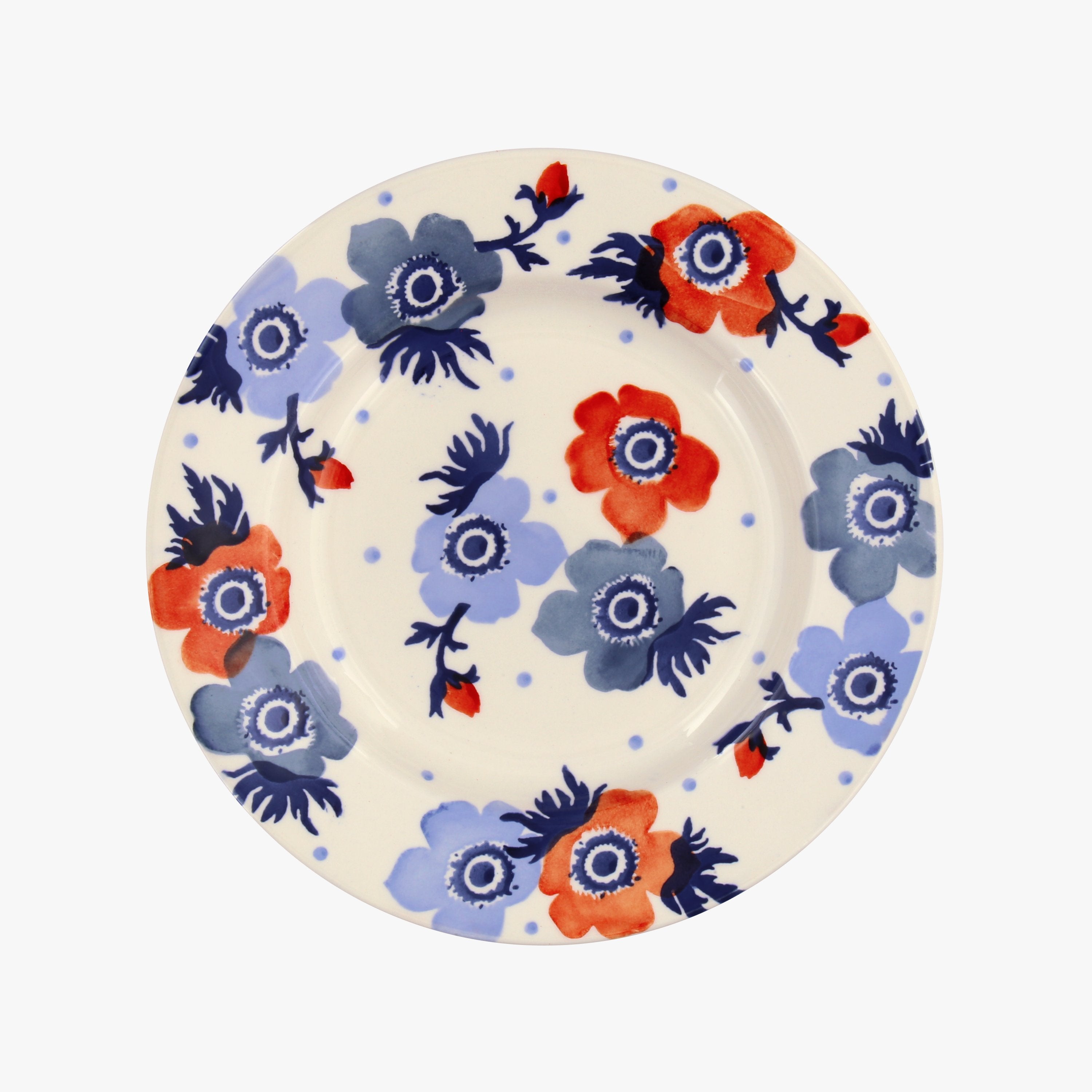 Image of Seconds Red & Blue Anemone 8 1/2 Inch Plate