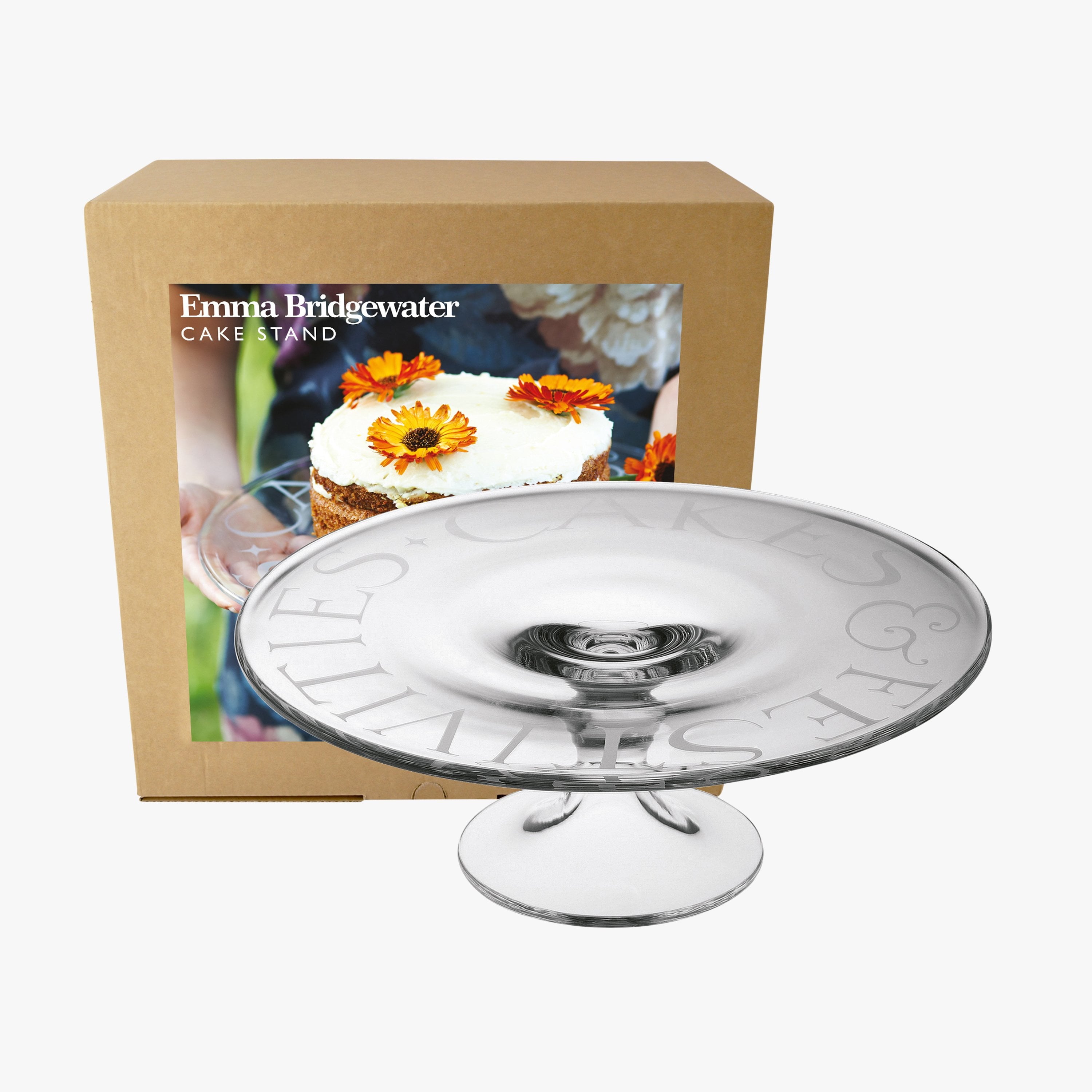 Image of Black Toast Medium Glass Cake Stand Boxed