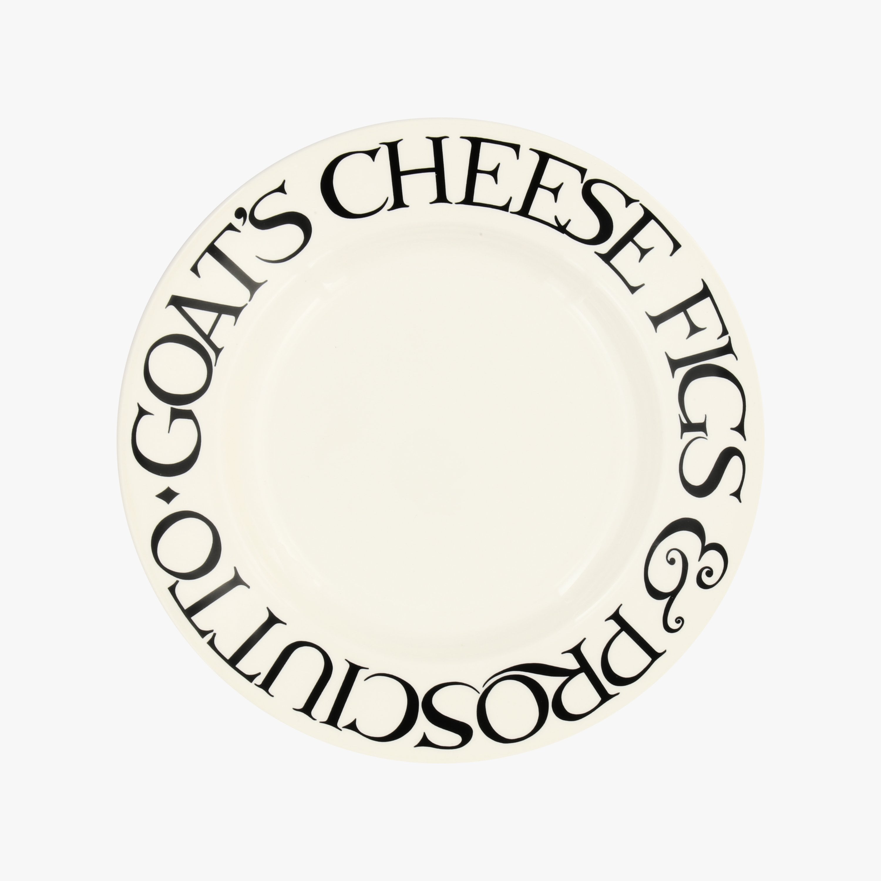 Seconds Black Toast 'Figs, Prosciutto & Cheese' 8 1/2 Plate