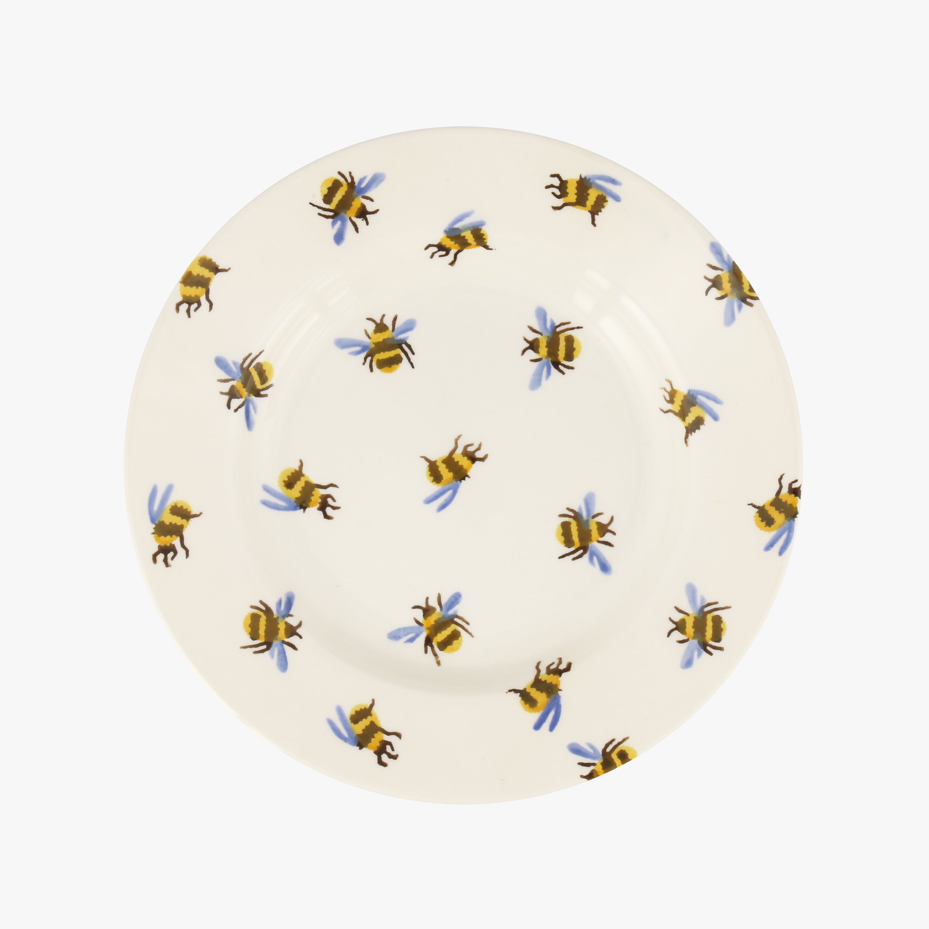 Bumblebee 8 1/2 Inch Plate - Unique Handmade & Handpainted English Earthenware British-Made Pottery 