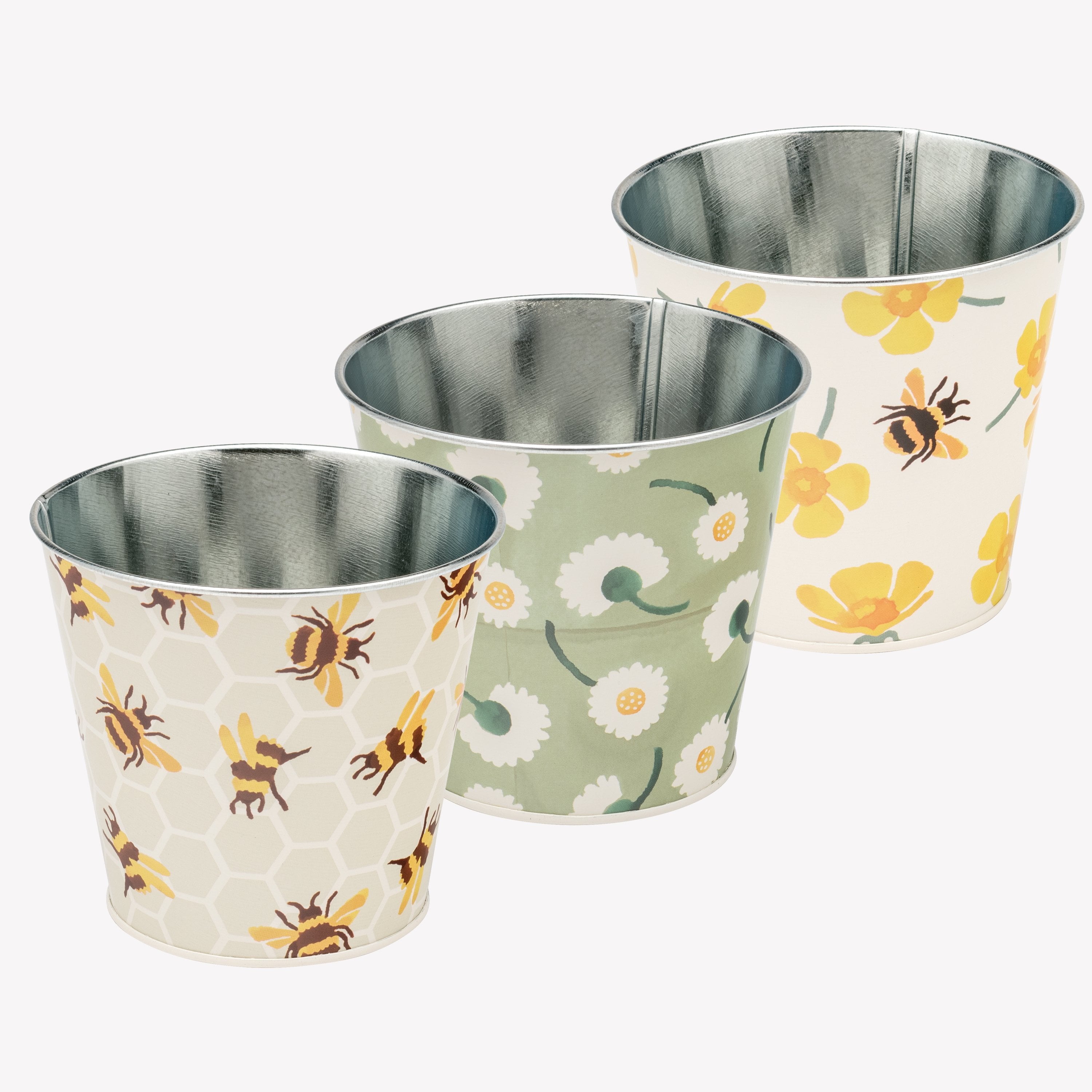 Buttercup Scattered Set Of 3 Round Tin Herb Pots Emma Bridgewater Uk