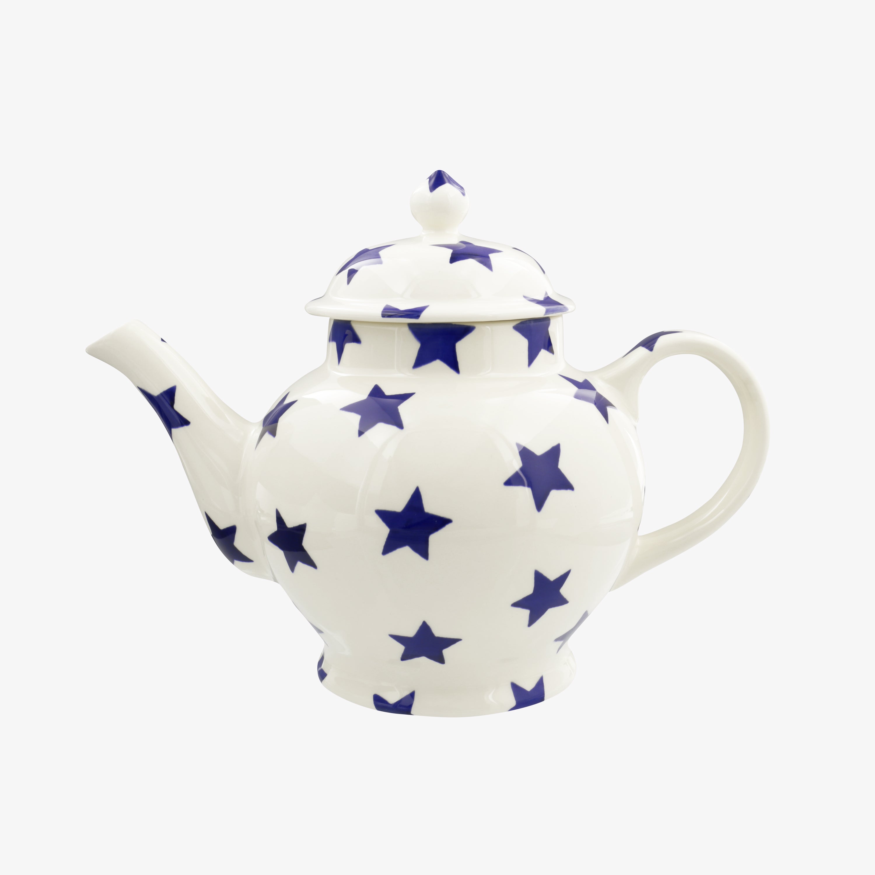 Blue Star 4 Mug Teapot - Unique Handmade & Handpainted English Earthenware Vintage Style Teapots  | 