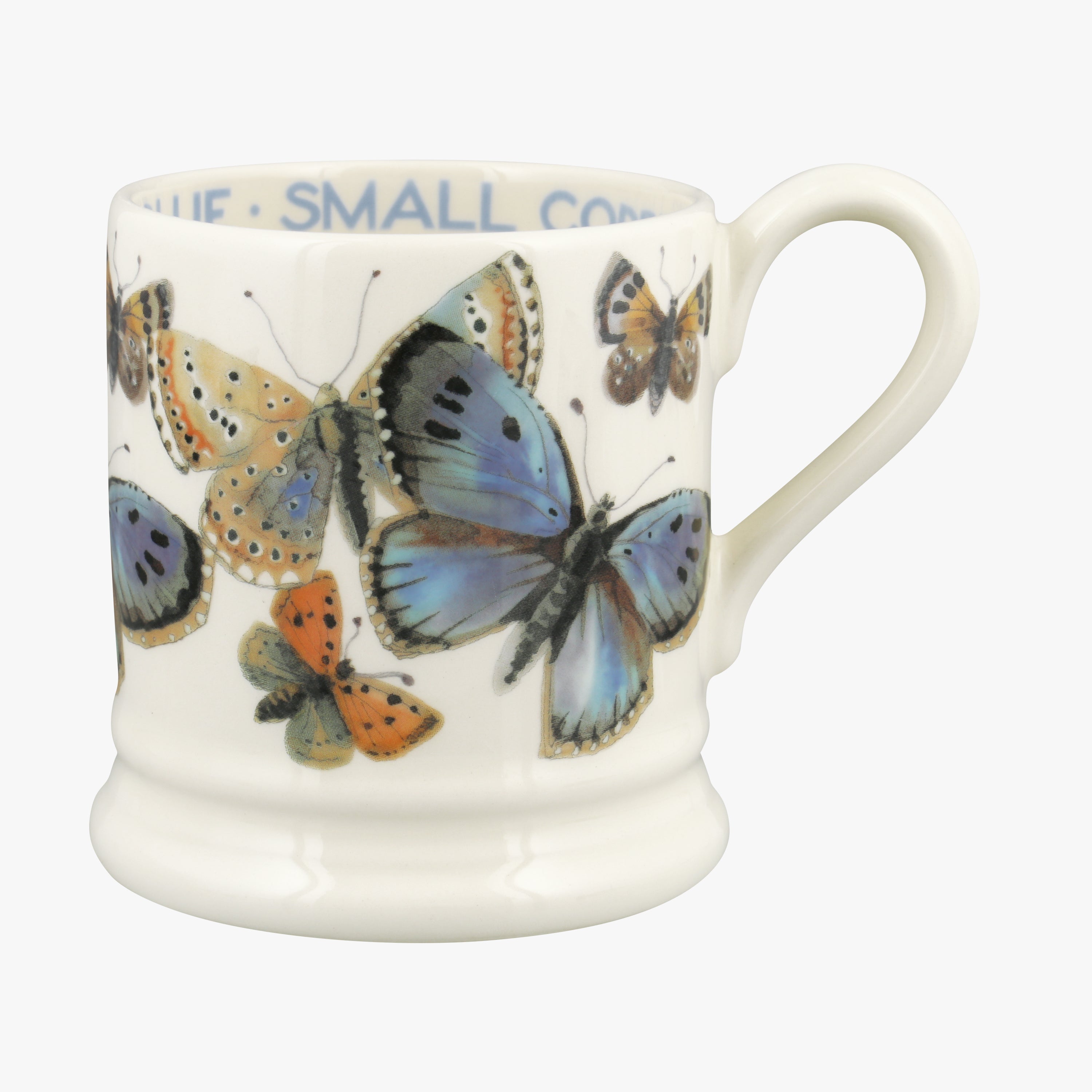 Seconds Common Blue Butterfly 1/2 Pint Mug - Unique Handmade & Handpainted English Earthenware Tea/C