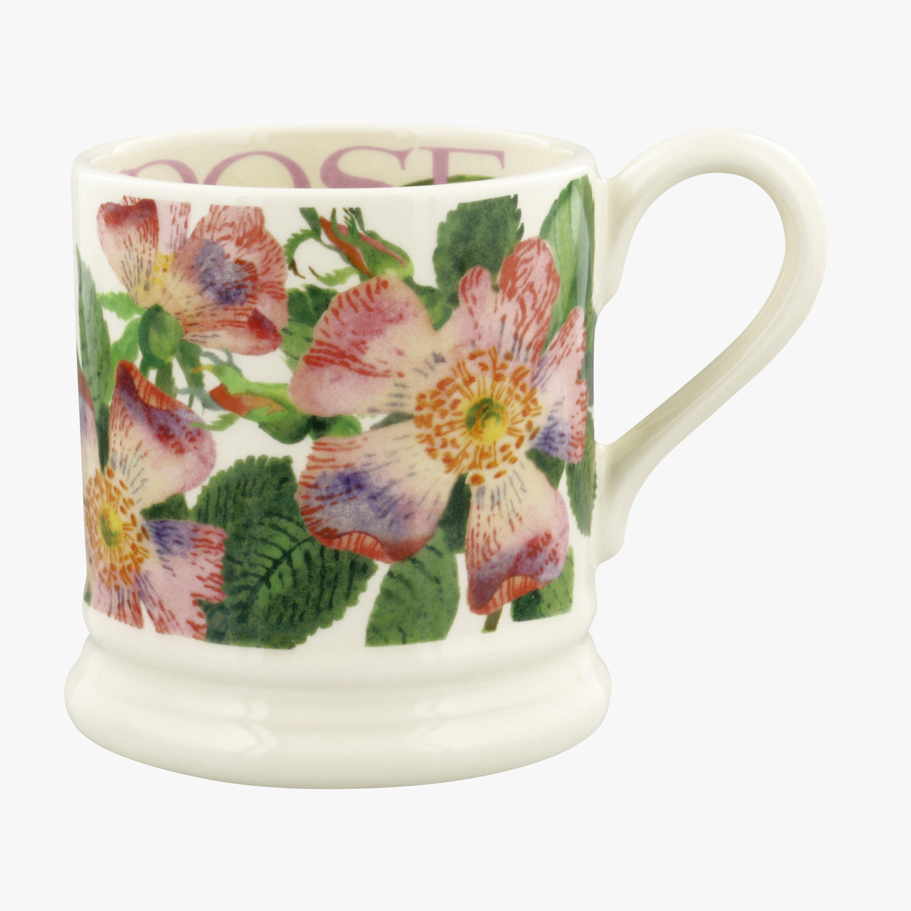 Dog Rose 1/2 Pint Mug - Unique Handmade & Handpainted English Earthenware Tea/Coffee Mug  | Emma Bri