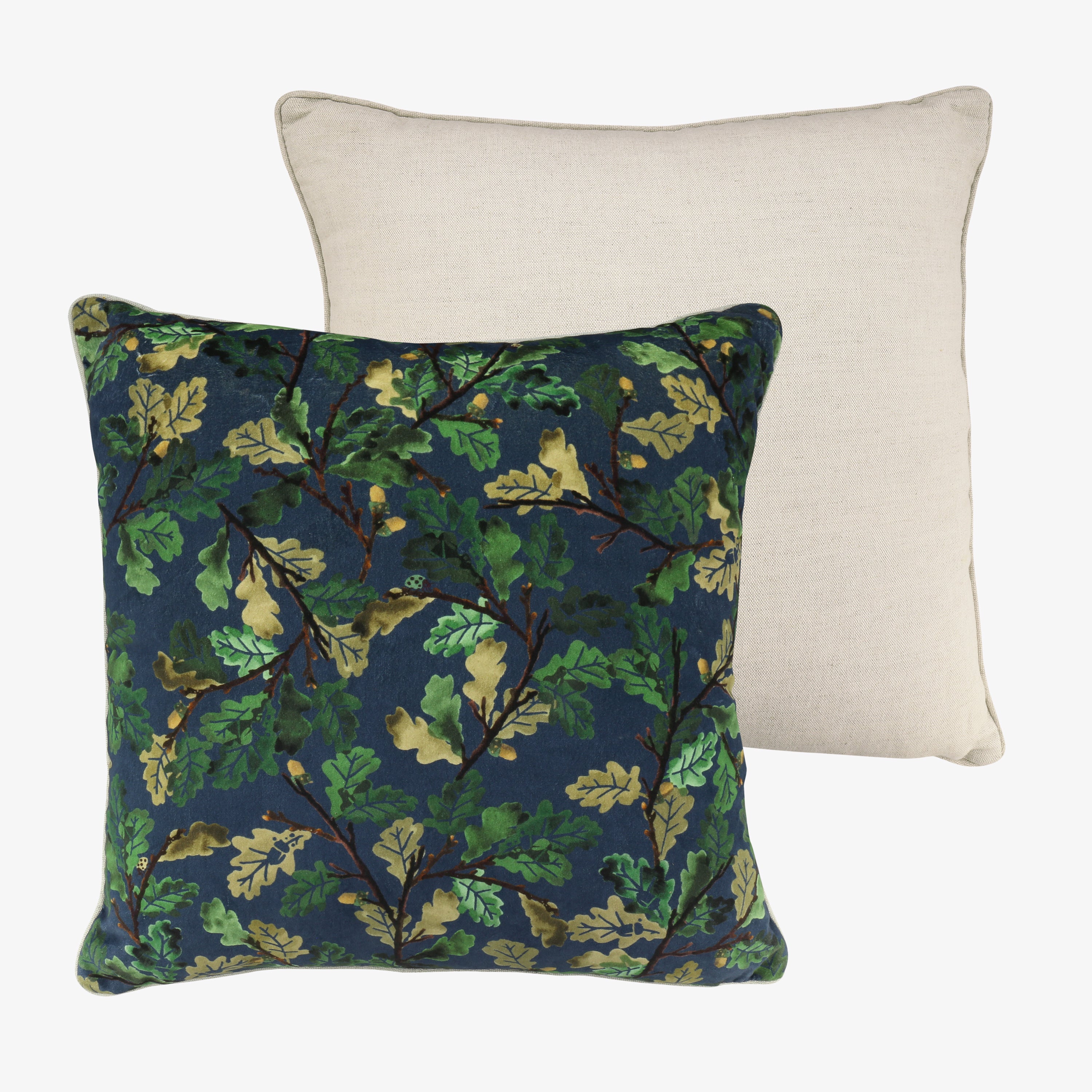 Dark Blue Oak Linen & Velvet Cushion 50x50cm  | Emma Bridgewater - Christmas Tableware and Serveware