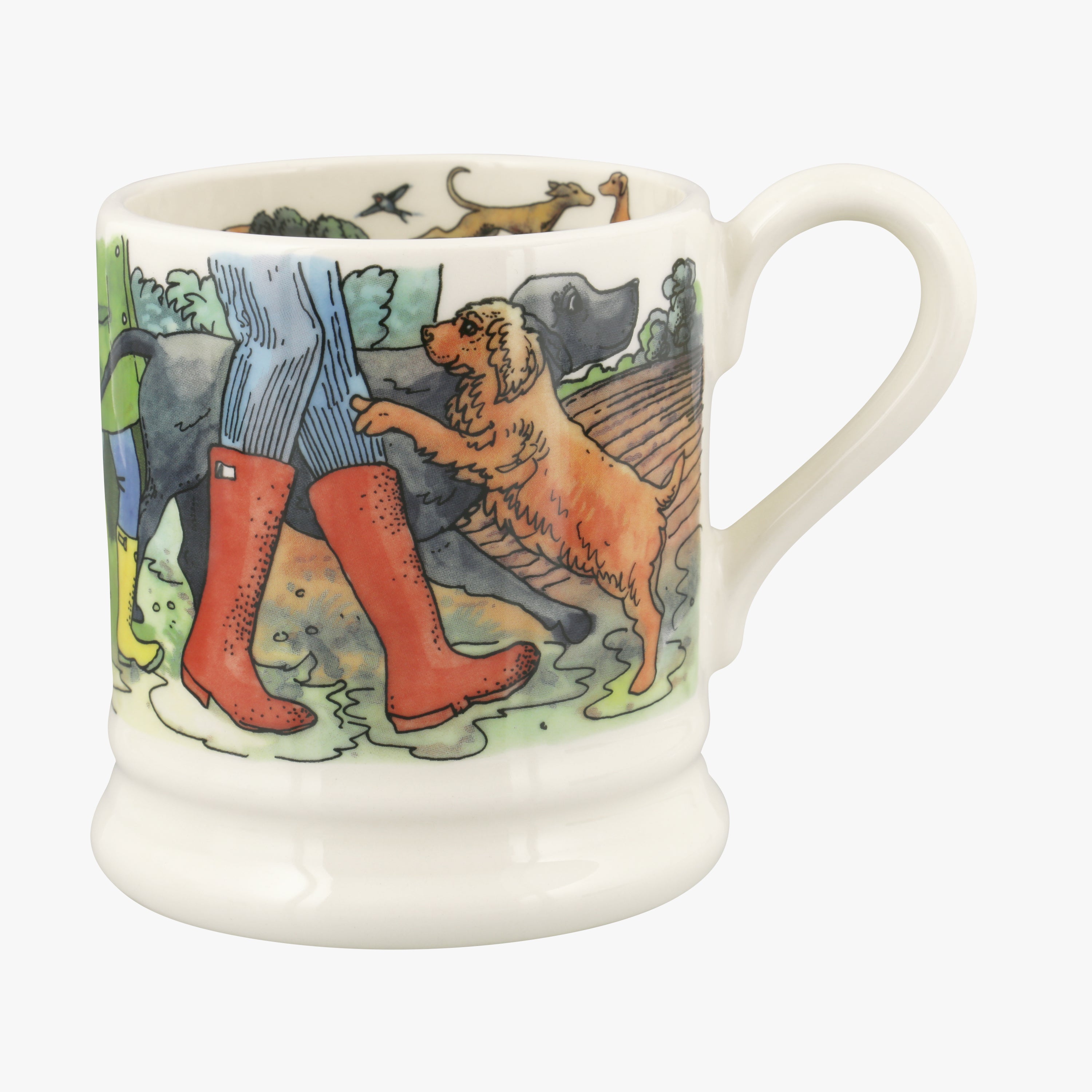 Seconds The Good Life Favourite Dog Walks 1/2 Pint Mug - Unique Handmade & Handpainted English Earth