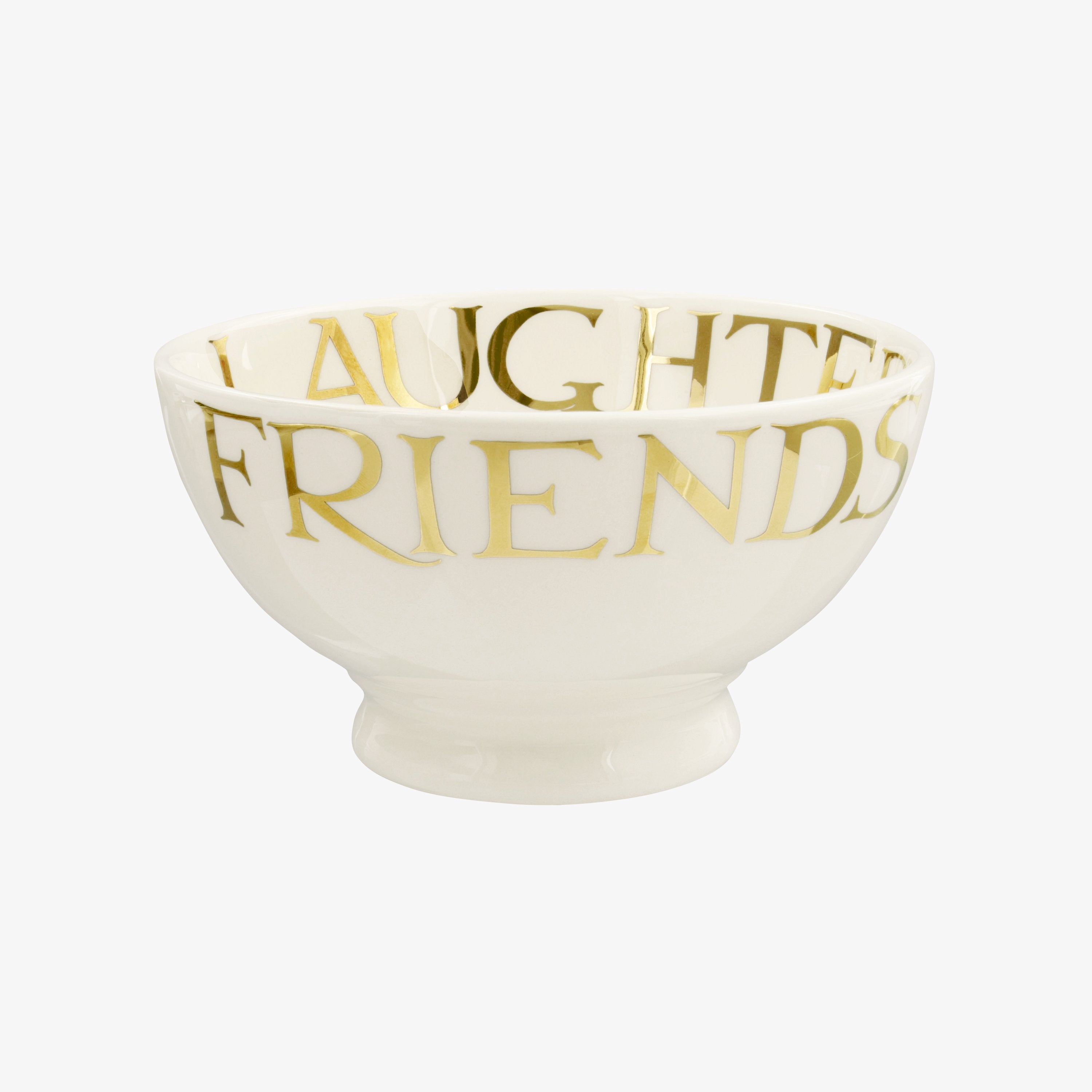 Gold Toast Friends & Family French Bowl - Unique Handmade & Handpainted English Earthenware Decorati