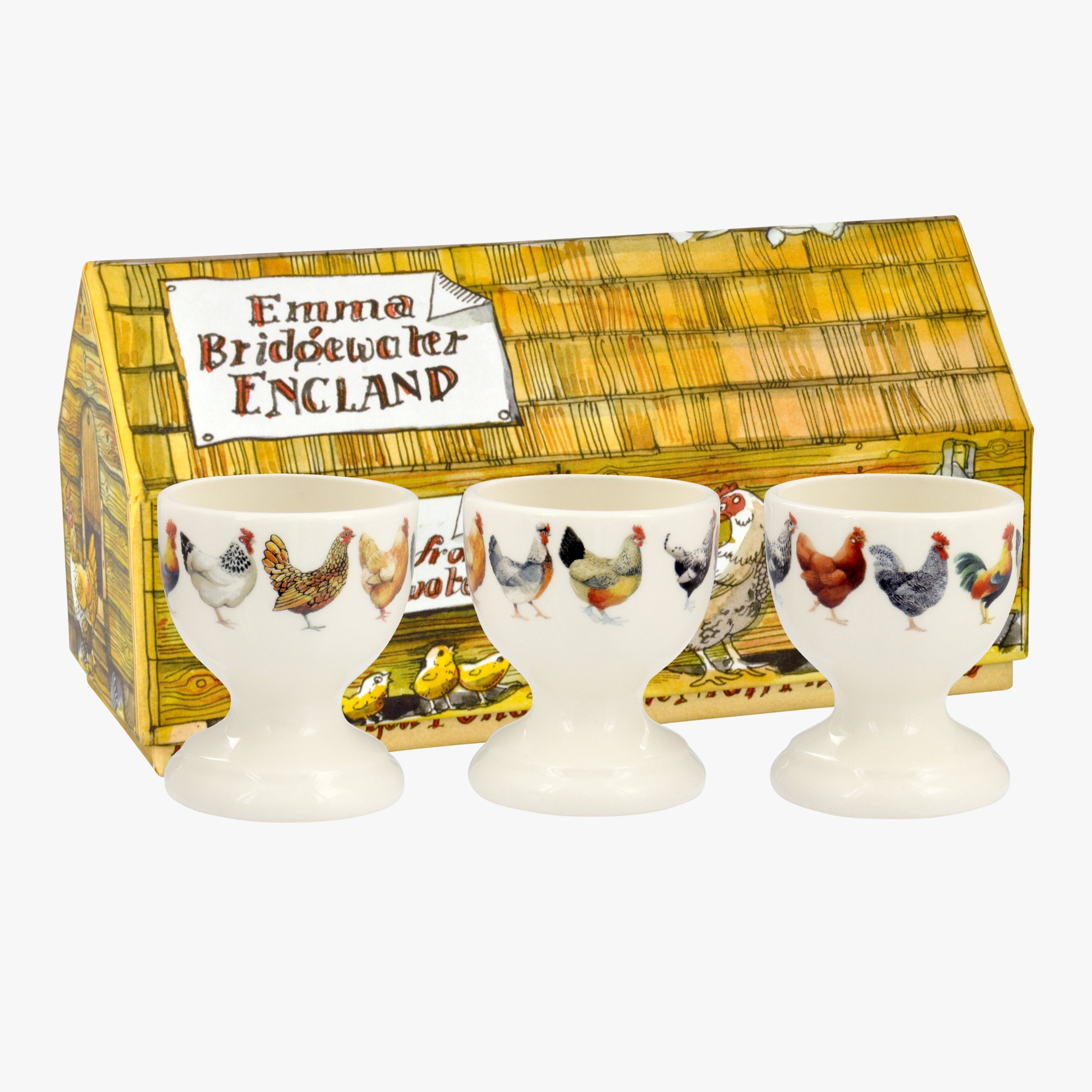 Hen & Toast Set Of 3 Egg Cups Boxed