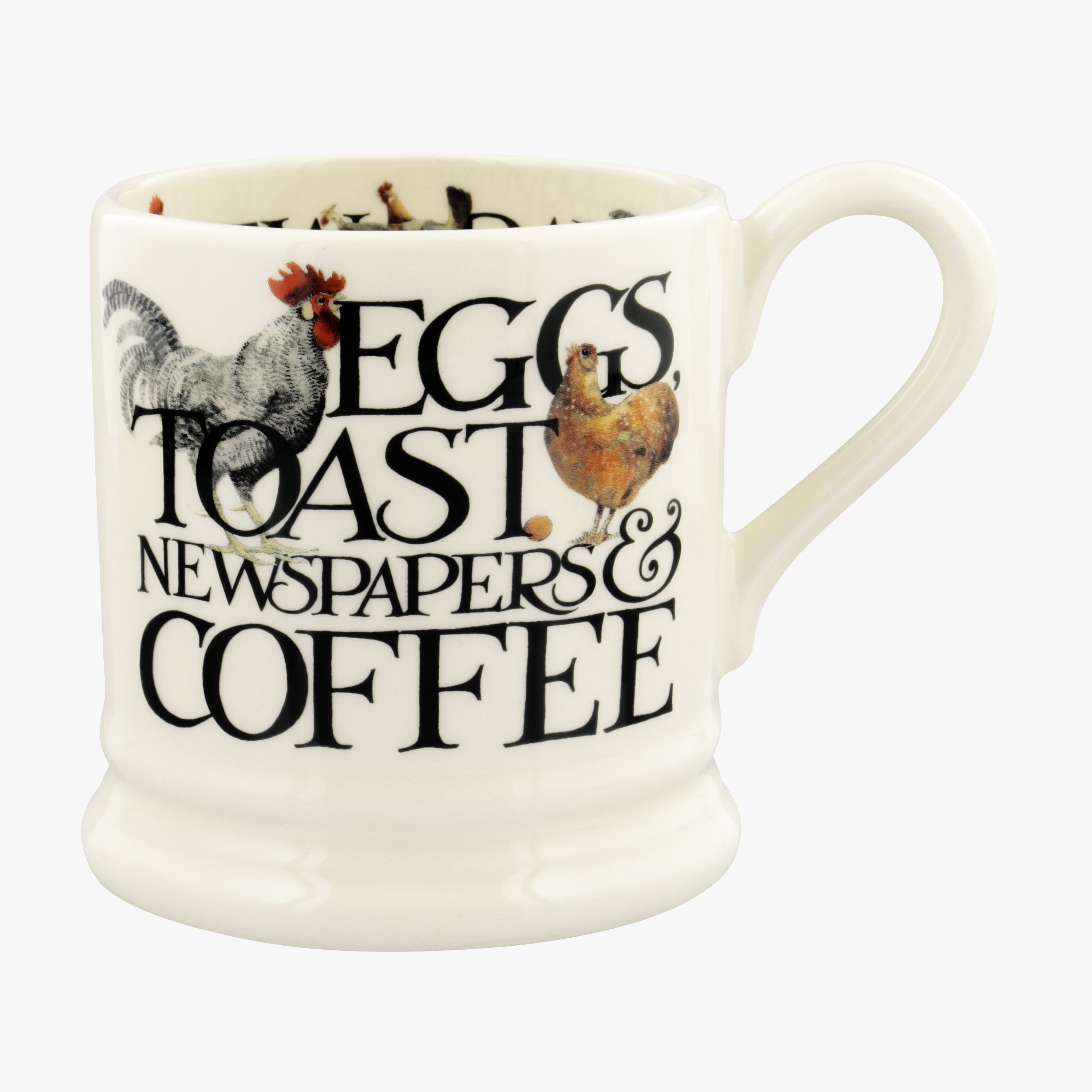 Seconds Rise & Shine Eggs & Toast 1/2 Pint Mug - Unique Handmade & Handpainted English Earthenware T