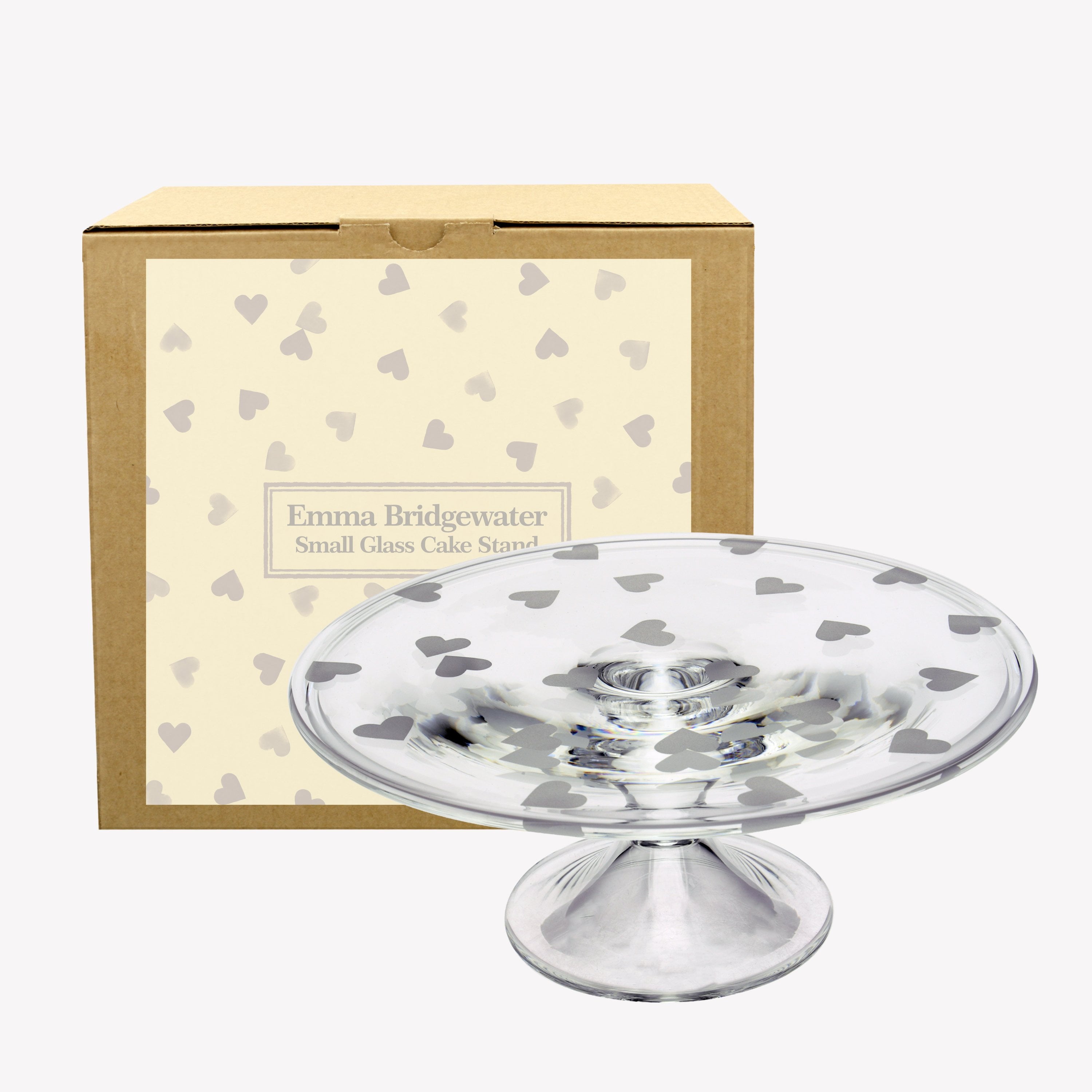Image of Hearts Small Glass Cake Stand Boxed