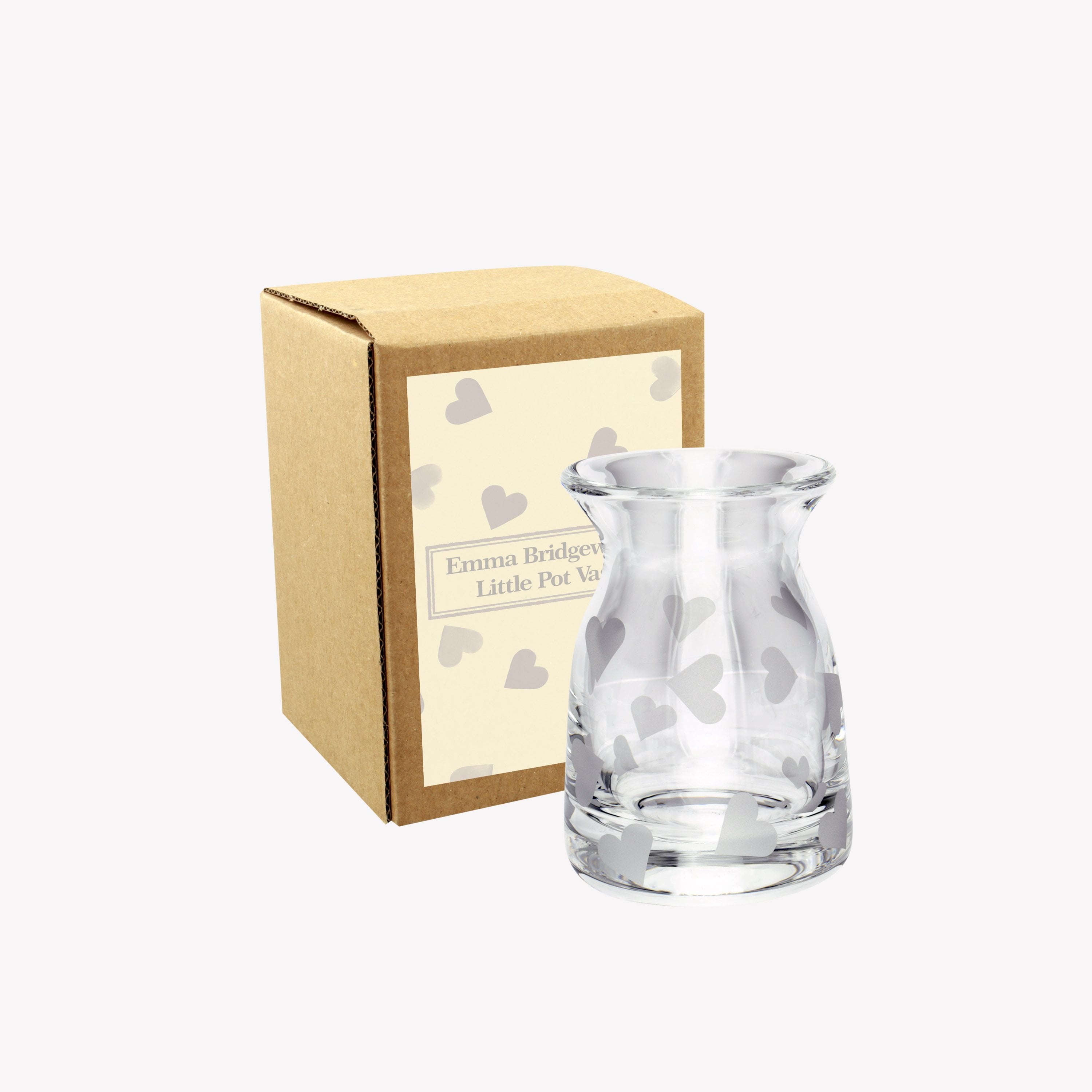 Hearts Little Glass Pot Vase Boxed
