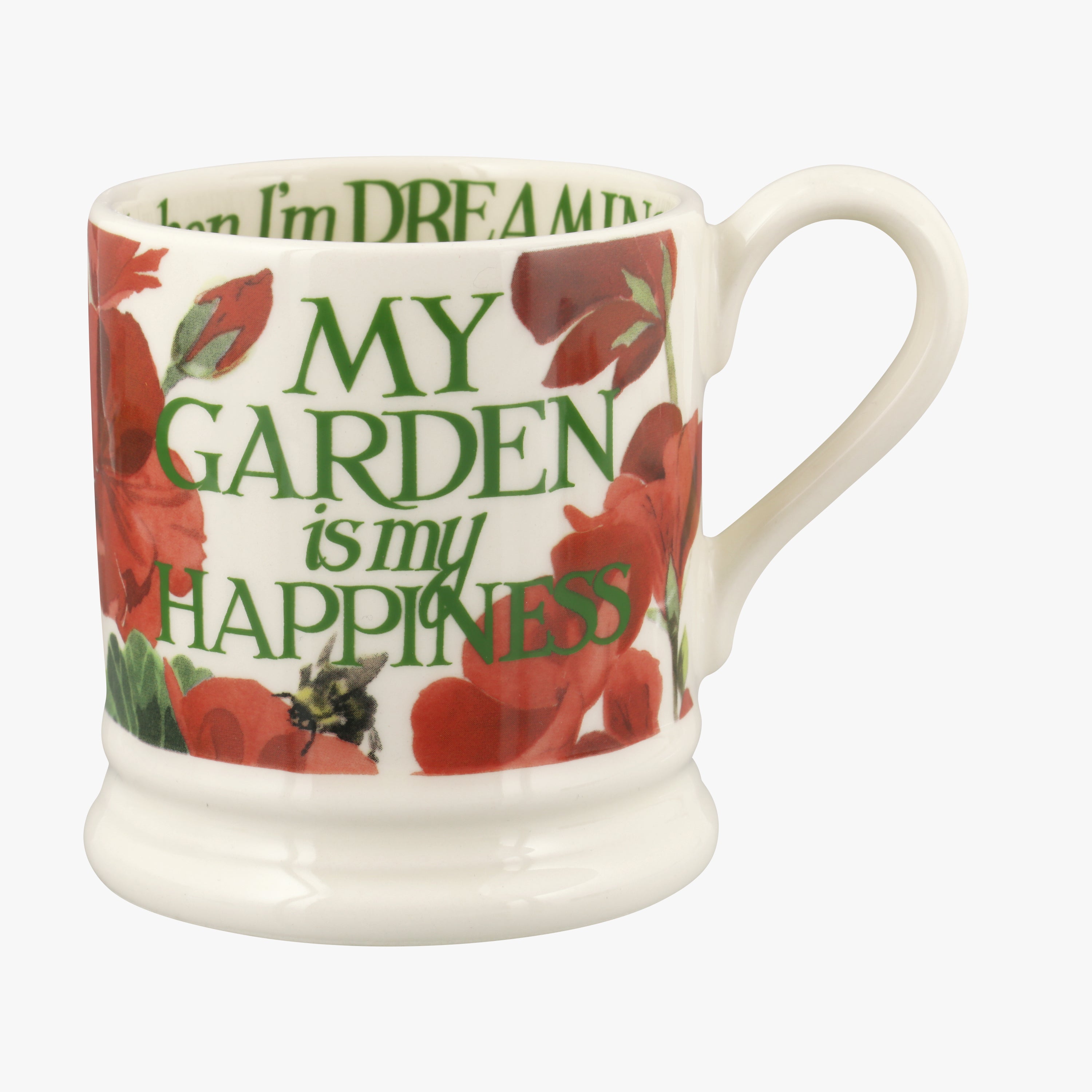 My Garden Is My Happiness 1/2 Pint Mug - Unique Handmade & Handpainted English Earthenware Tea/Coffe