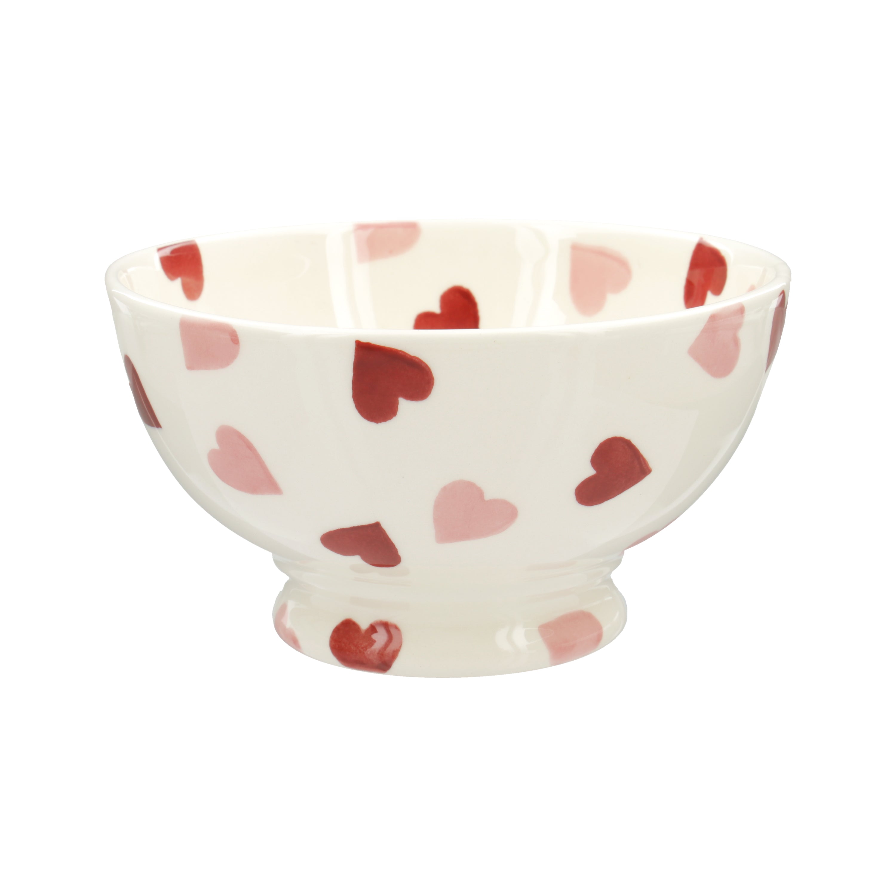Seconds Pink Hearts French Bowl - Unique Handmade & Handpainted English Earthenware Decorative Plate