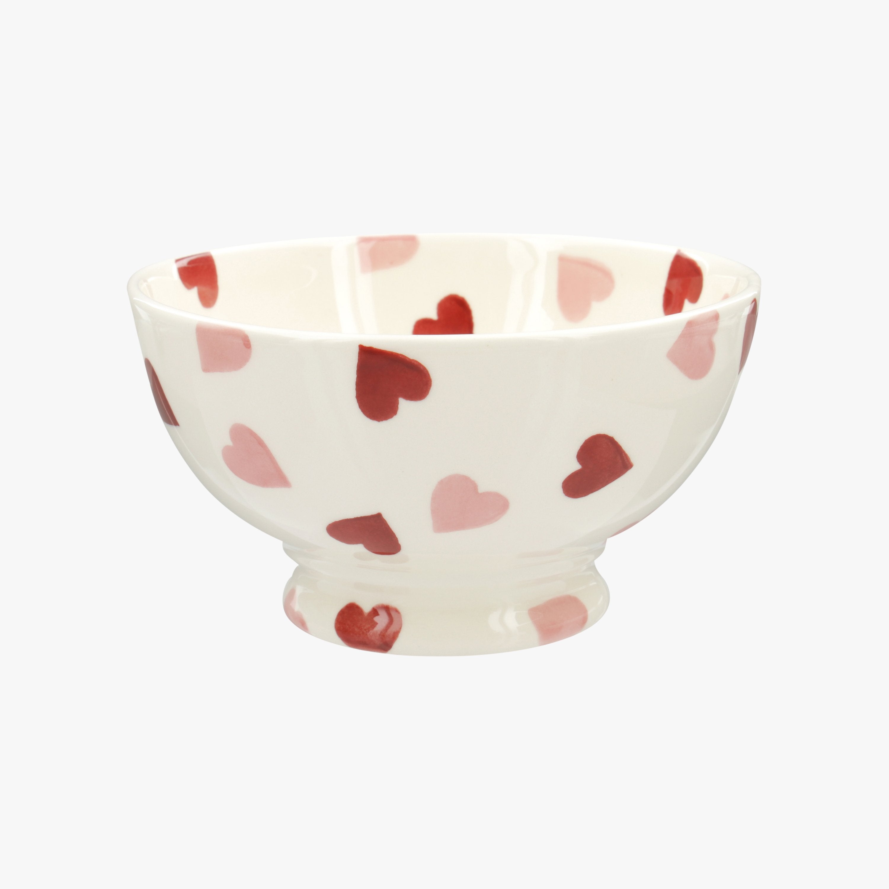 Emma Bridgewater  Pink Hearts French Bowl - Unique Handmade & Handpainted English Earthenware Decora