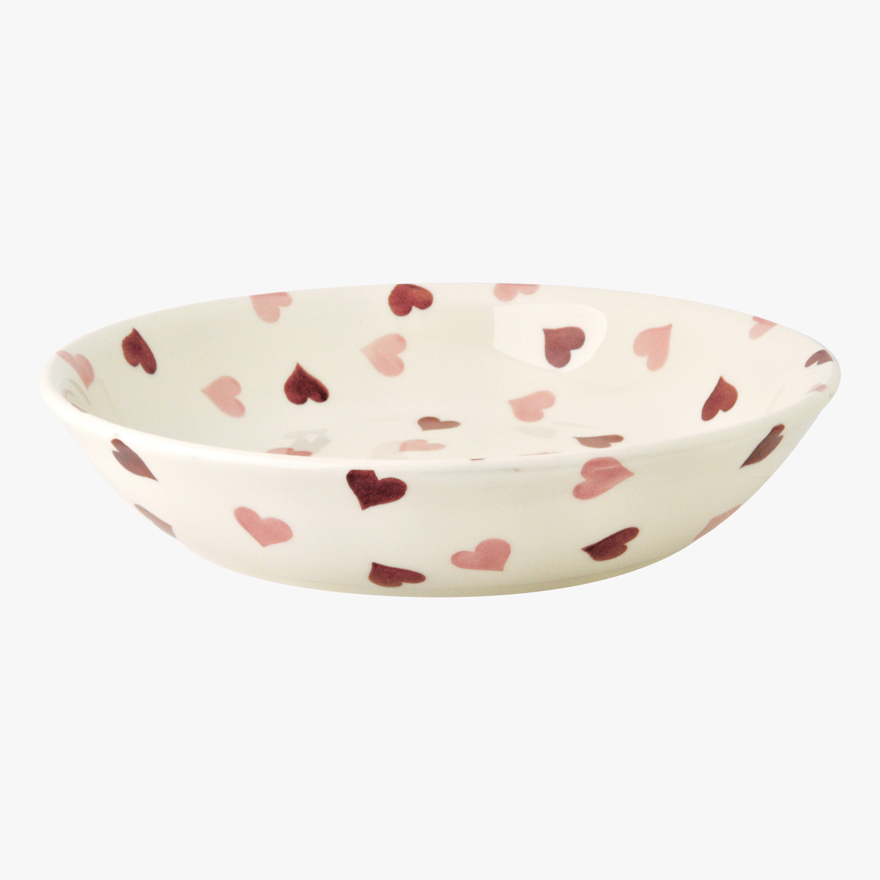 Pink Hearts Pasta Bowl - Unique Handmade & Handpainted English Earthenware Decorative Plates  | Emma