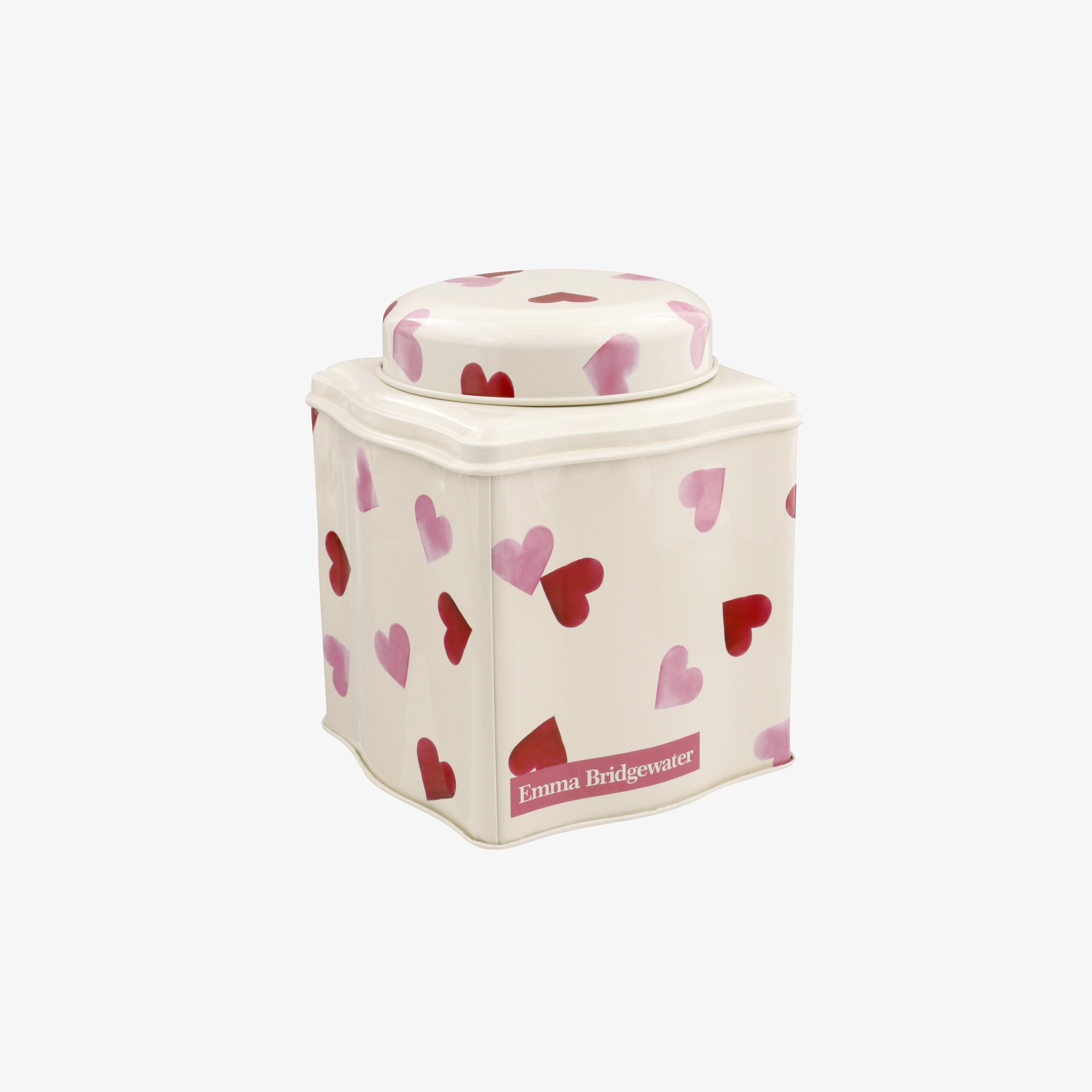 Emma Bridgewater  Pink Hearts Dome Lid Curved Tin Caddy