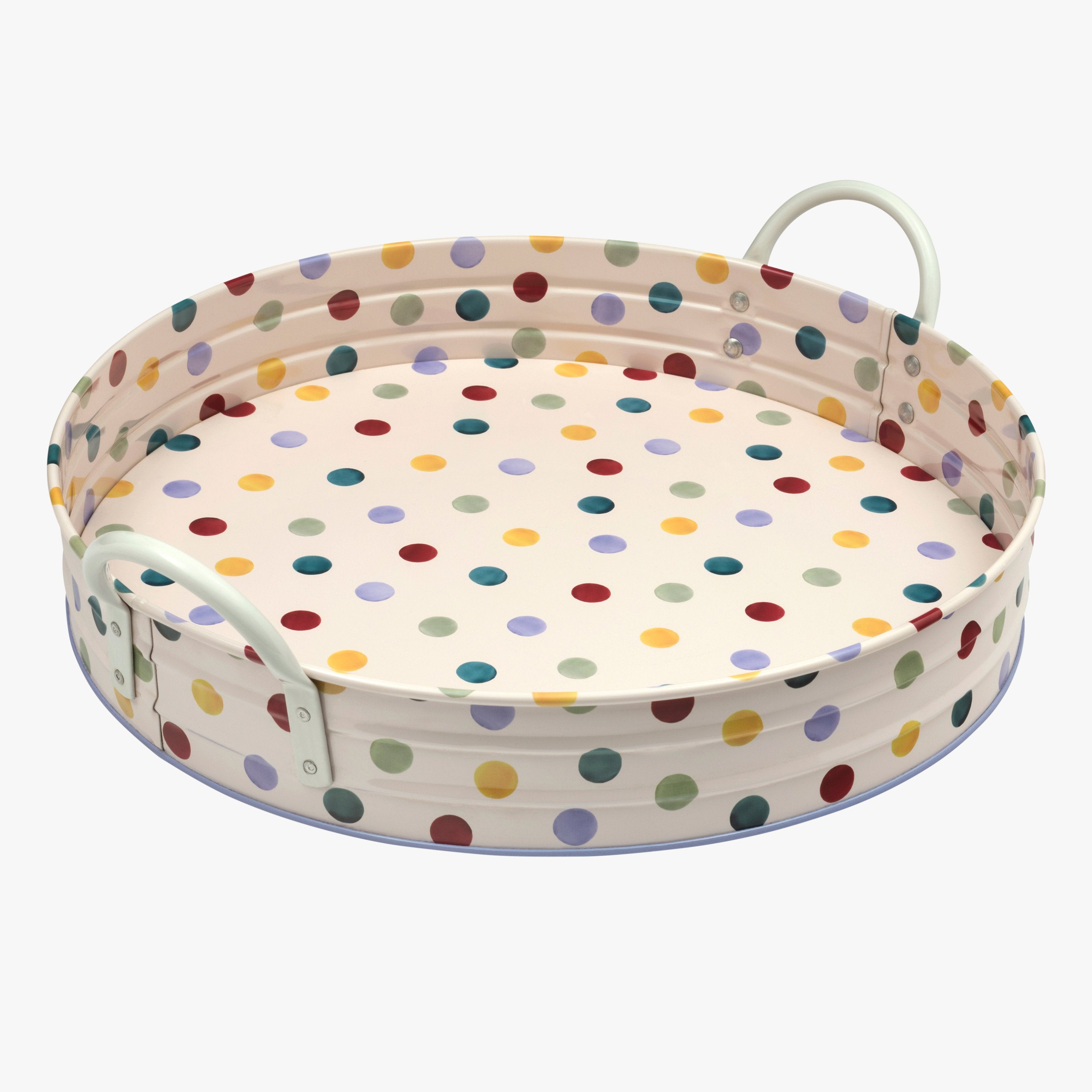 Polka Dot Large Handled Tin Tray