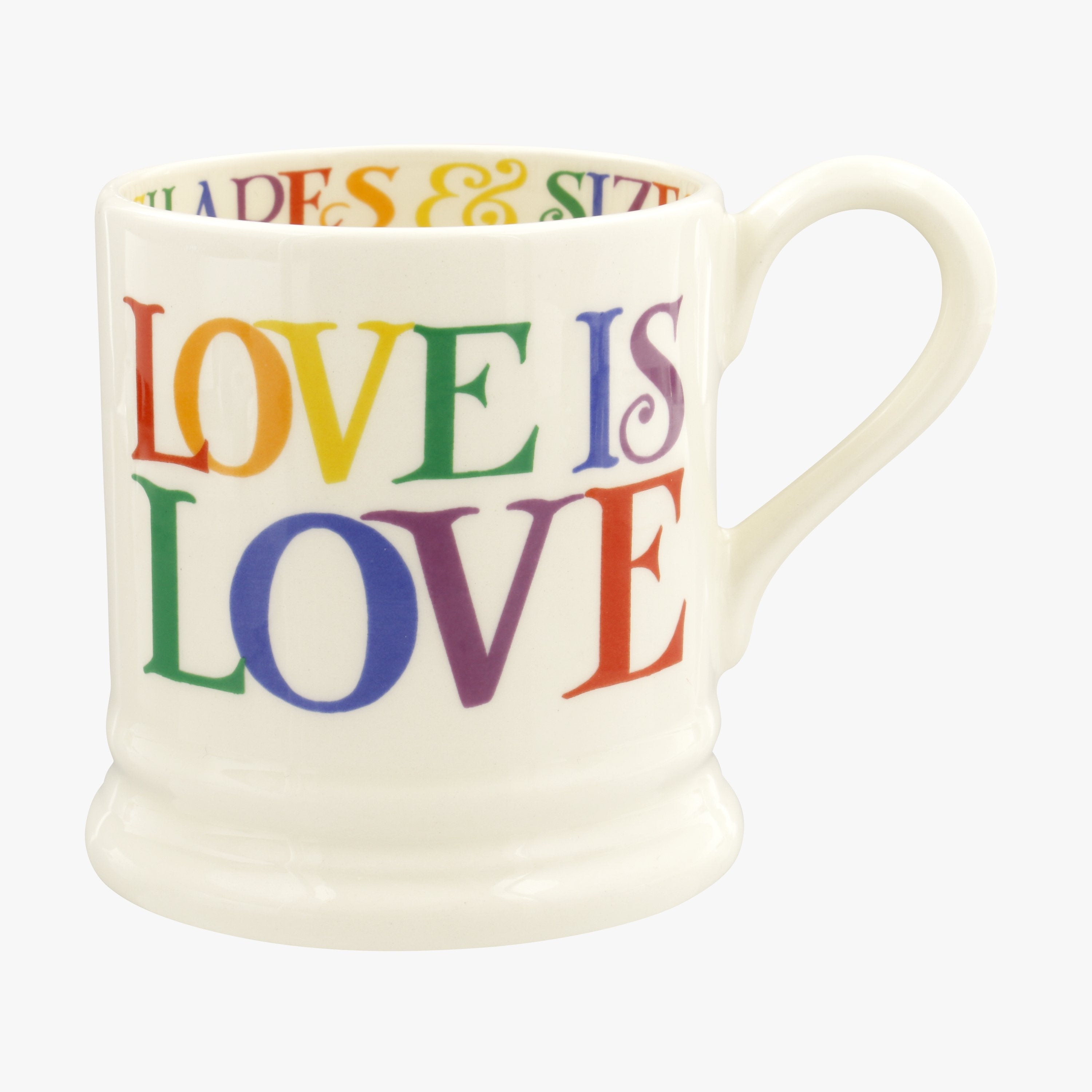 Emma Bridgewater |  Seconds Rainbow Toast Love Is Love 1/2 Pint Mug - Unique Handmade & Handpainted 