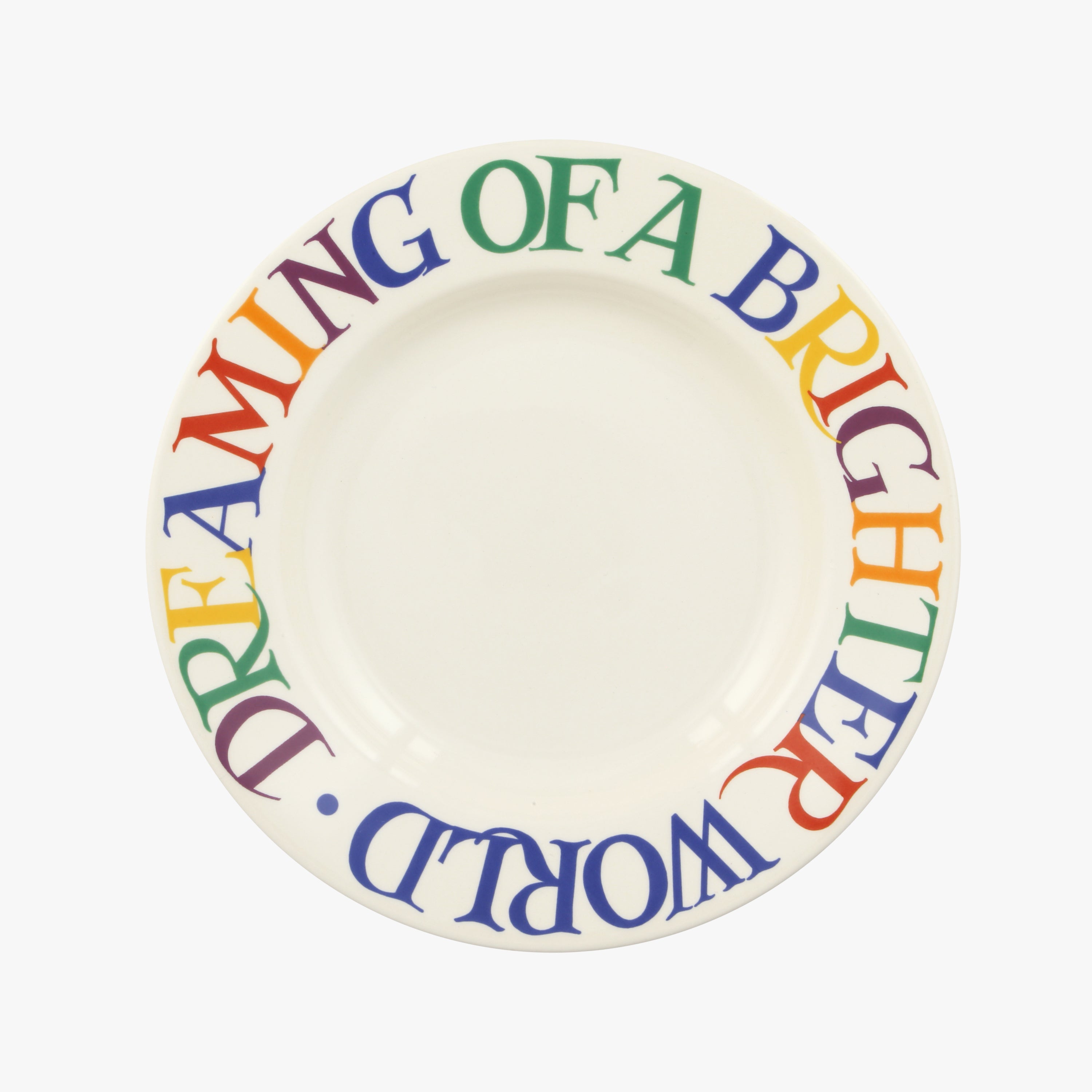 Seconds Rainbow Toast Bright Future 8 1/2 Inch Plate - Unique Handmade & Handpainted English Earthen