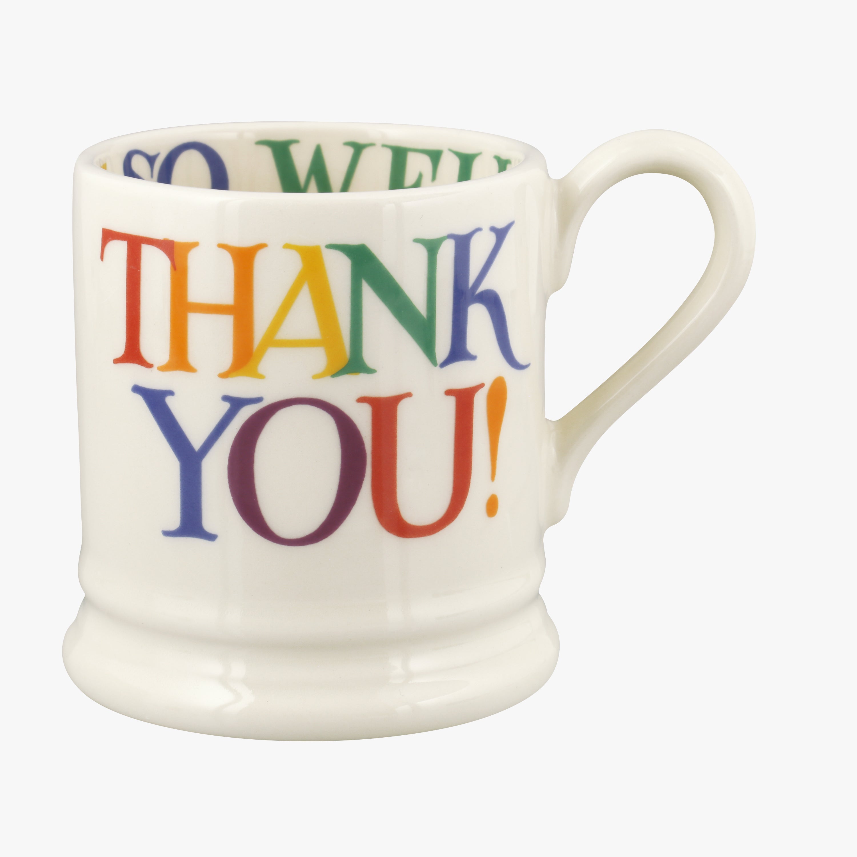 Emma Bridgewater  Rainbow Toast Thank You 1/2 Pint Mug - Unique Handmade & Handpainted English Earth