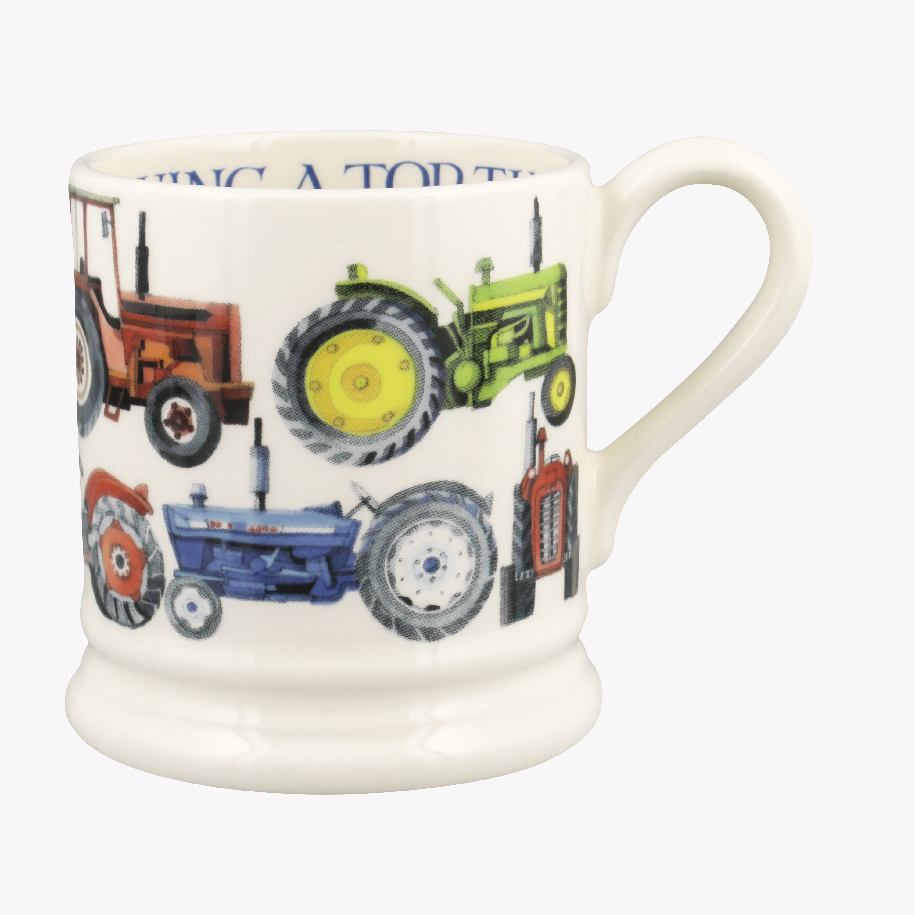 Seconds Tractors 1/2 Pint Mug - Unique Handmade & Handpainted English Earthenware Tea/Coffee Mug  | 