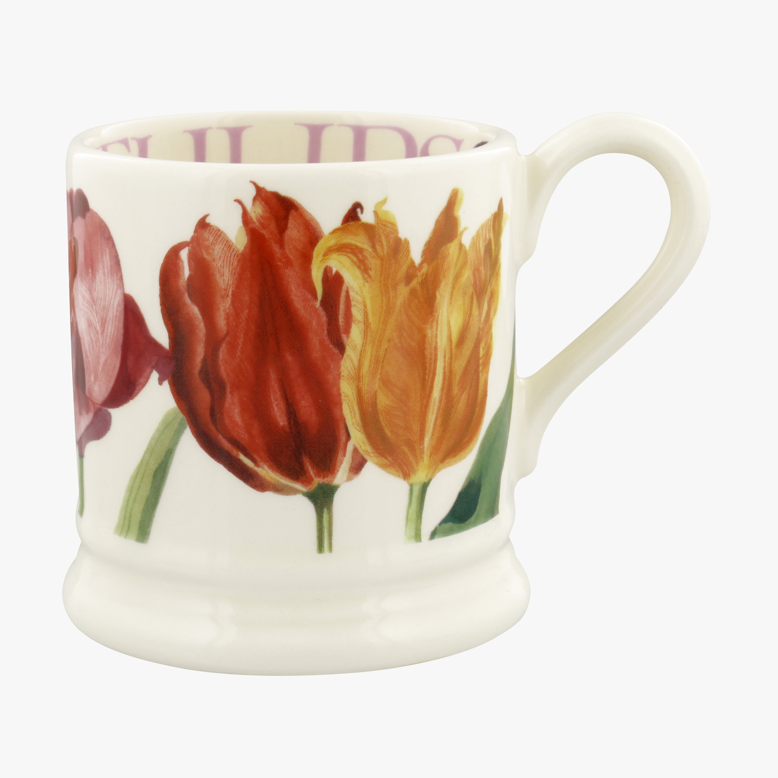 Flowers Tulips 1/2 Pint Mug - Unique Handmade & Handpainted English Earthenware Tea/Coffee Mug  | Em