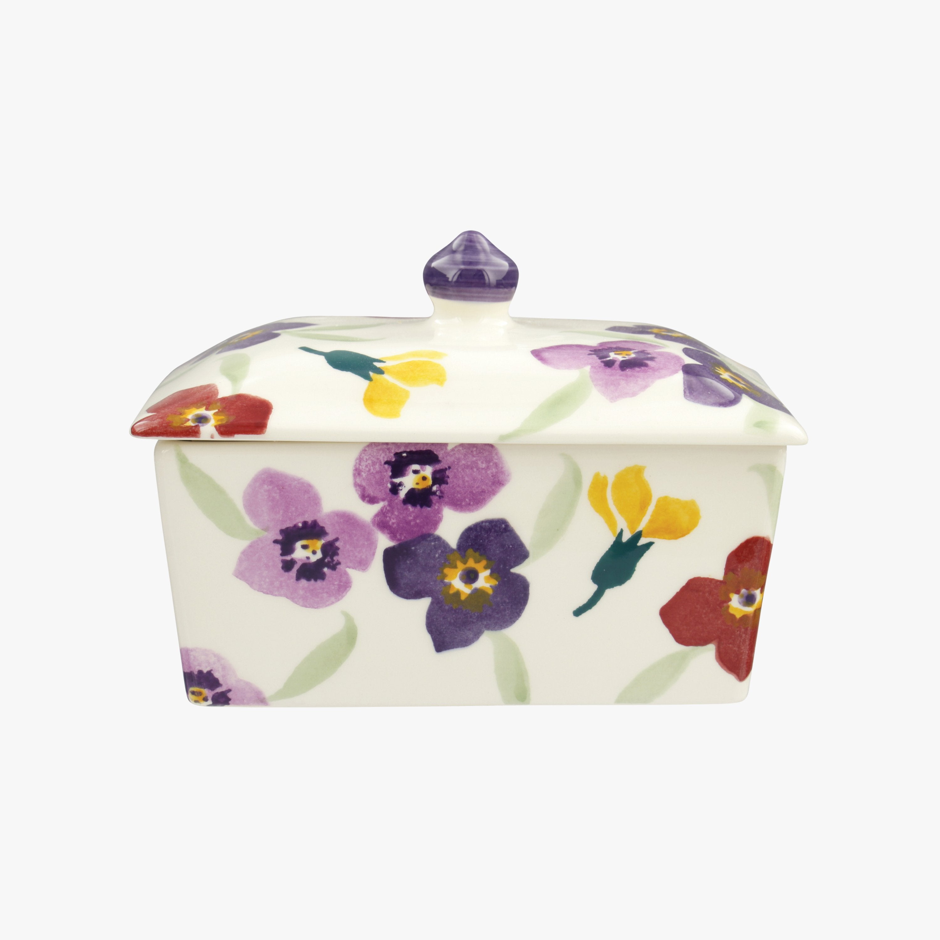 Purple Wallflower Small Butter Dish