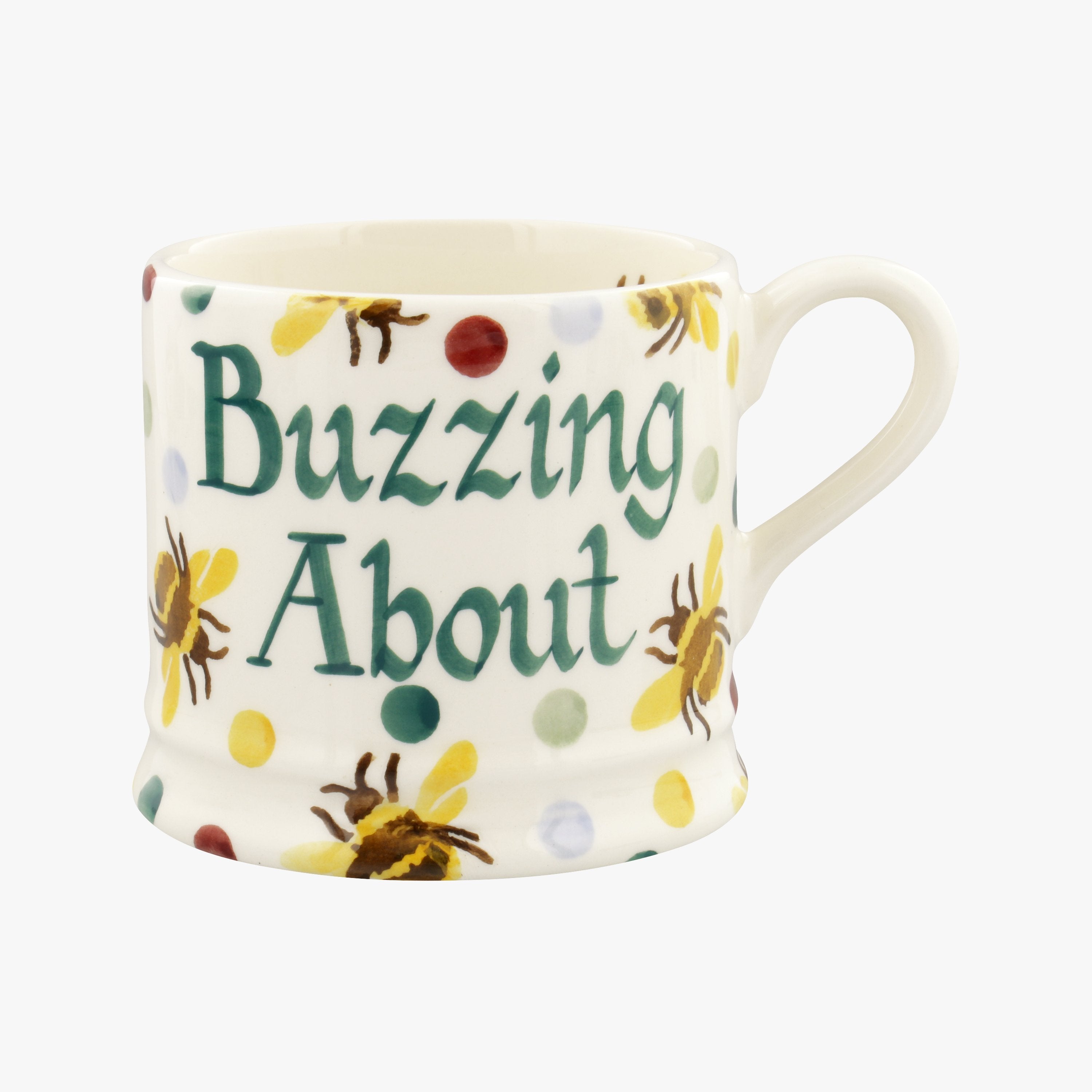 Personalised Bumblebee & Small Polka Dot Small Mug  - Customise Your Own Pottery Earthenware  | Emma