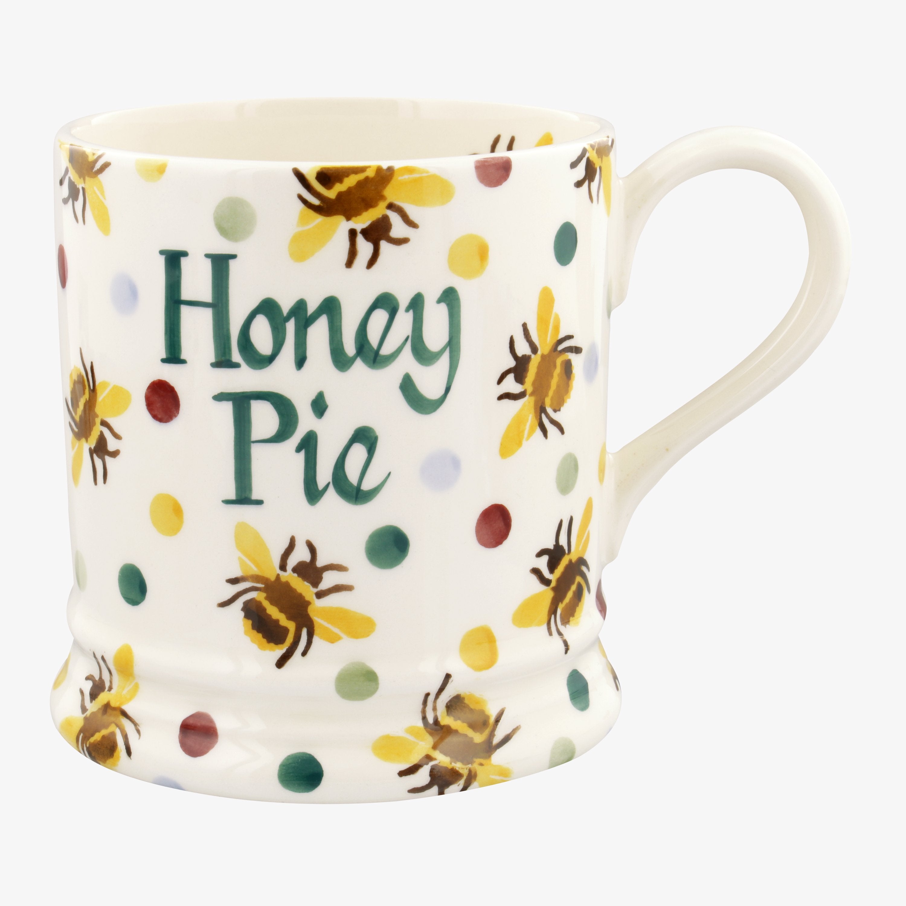Personalised Bumblebee & Small Polka Dot 1 Pint Mug  - Customise Your Own Pottery Earthenware  | Emm