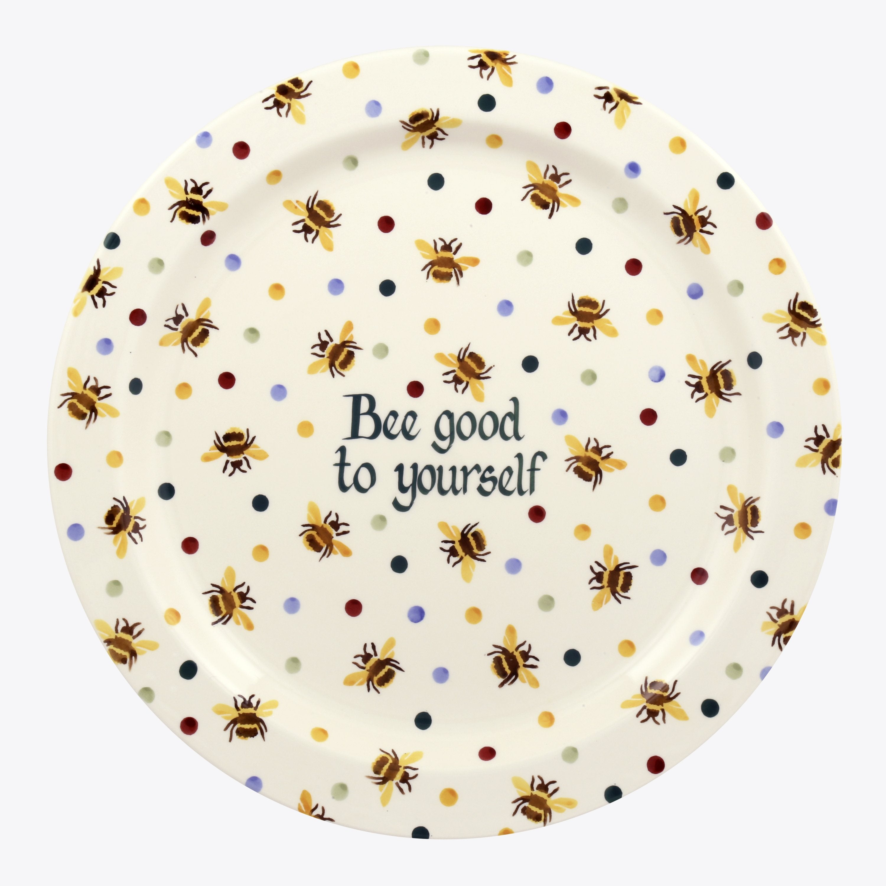 Personalised Bumblebee & Small Polka Dot Serving Plate  - Customise Your Own Pottery Earthenware  | 